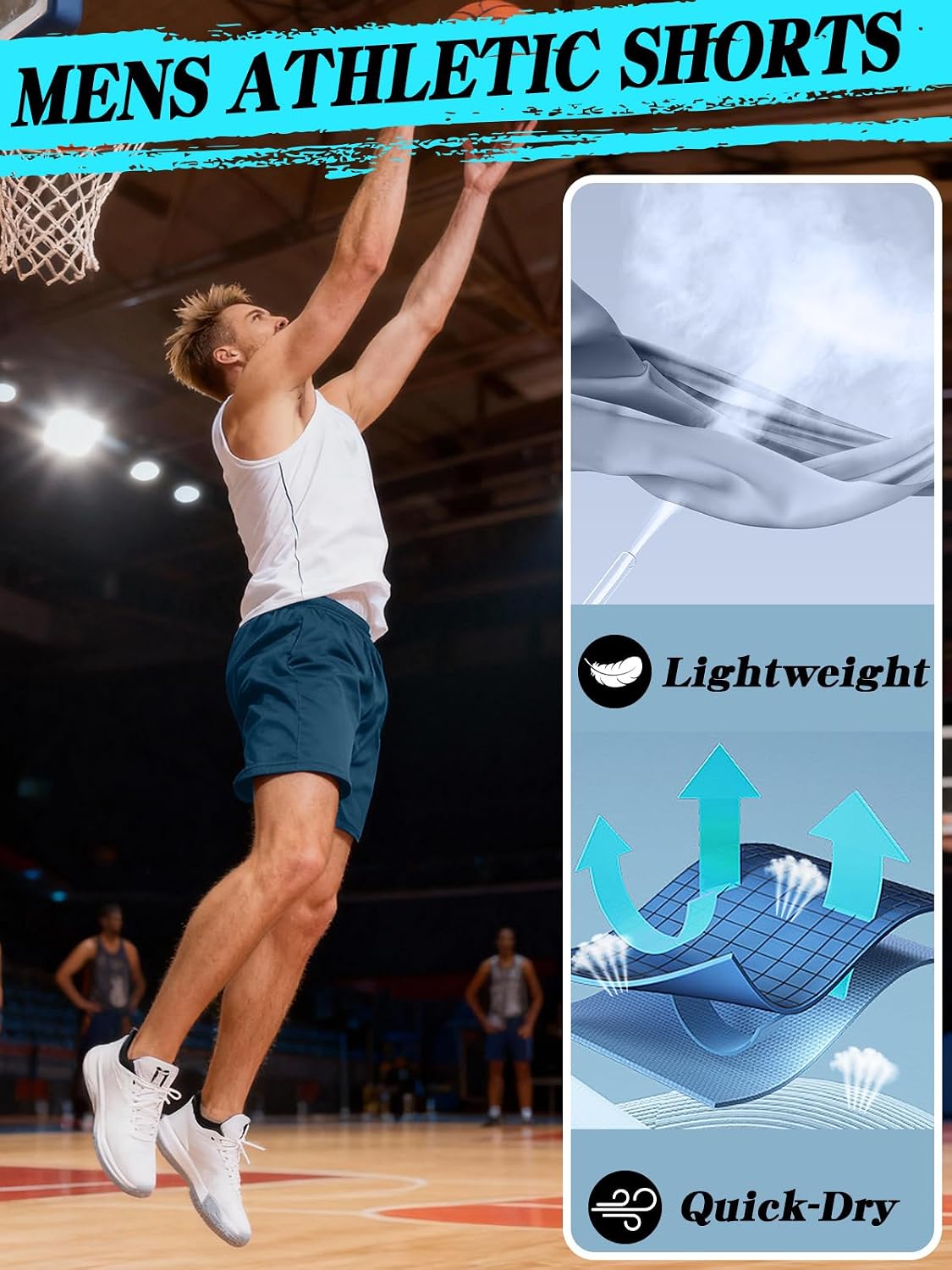 Thumbnail 4 de ZENGVEE 1/3 Pack Men's Sport Shorts 7-9in