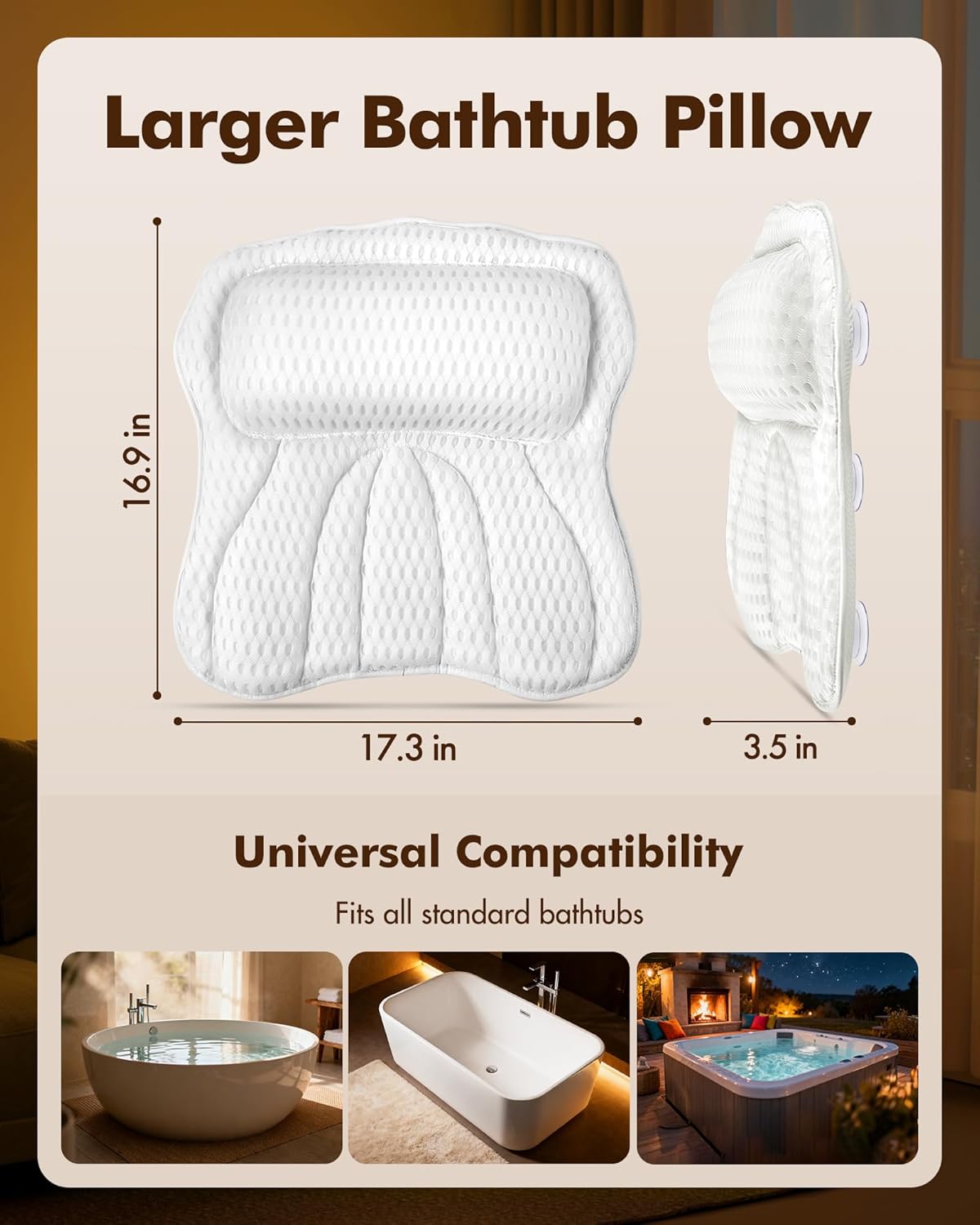 Detalle 2 de AOPOW Ergonomic Bath Pillow 6-suction cushion