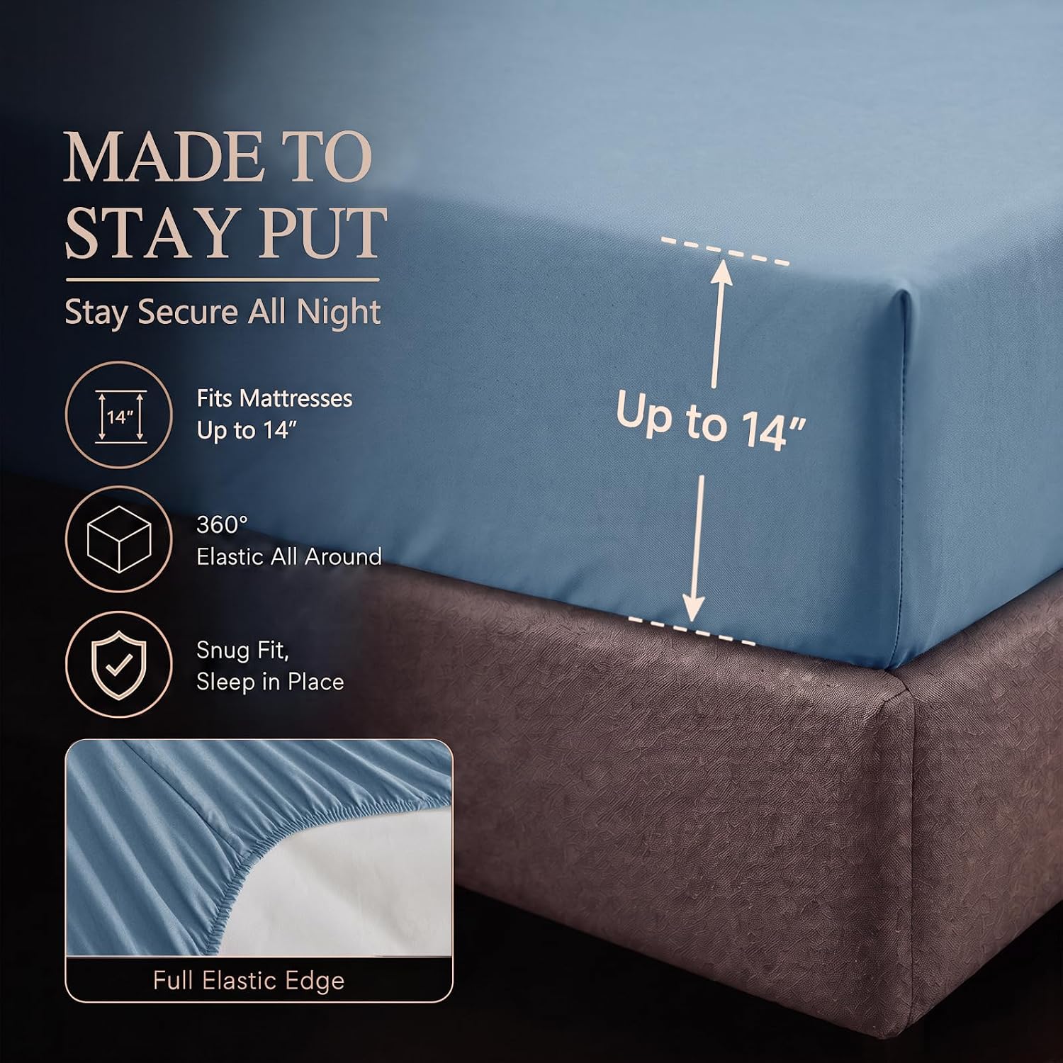 Detalle 1 de CozyLux CLUS24G20L8FU Full Comforter Set, 7-Piece Dusty Blue Pintuck Bedding