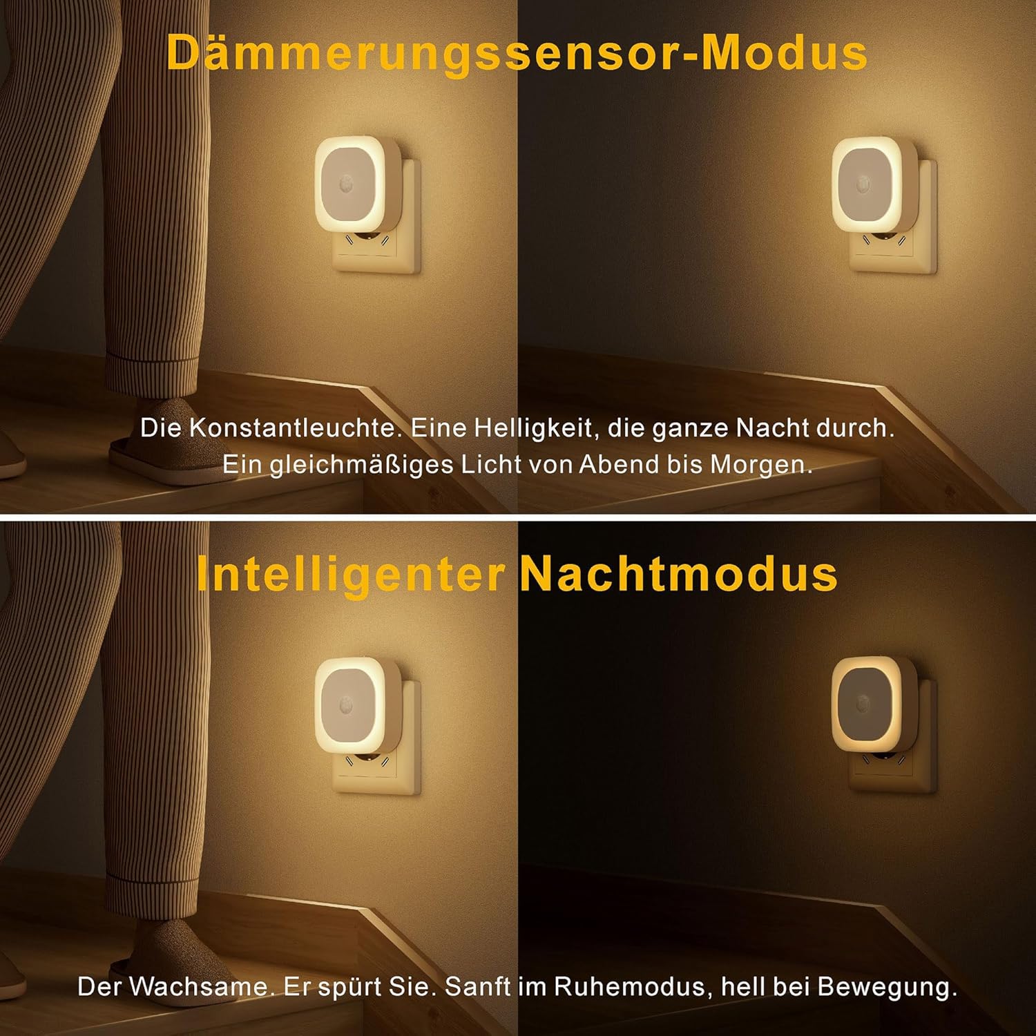 Thumbnail 1 de YUNLEX Nachtlicht Steckdose 2er-Set mit Bewegungs- und Dämmerungssensoren