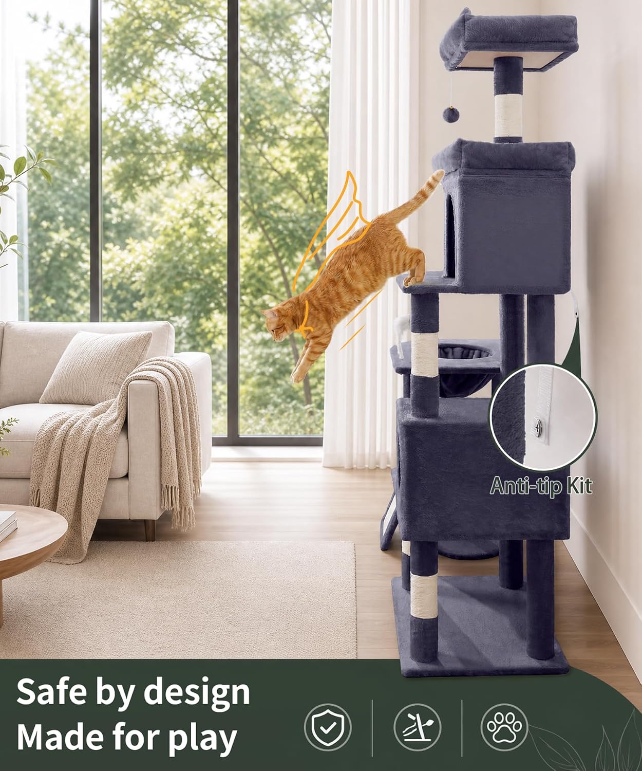 Thumbnail 5 de LIKISAK Cat Tree 173cm Large Indoor Cat Tower (PMT02DG)