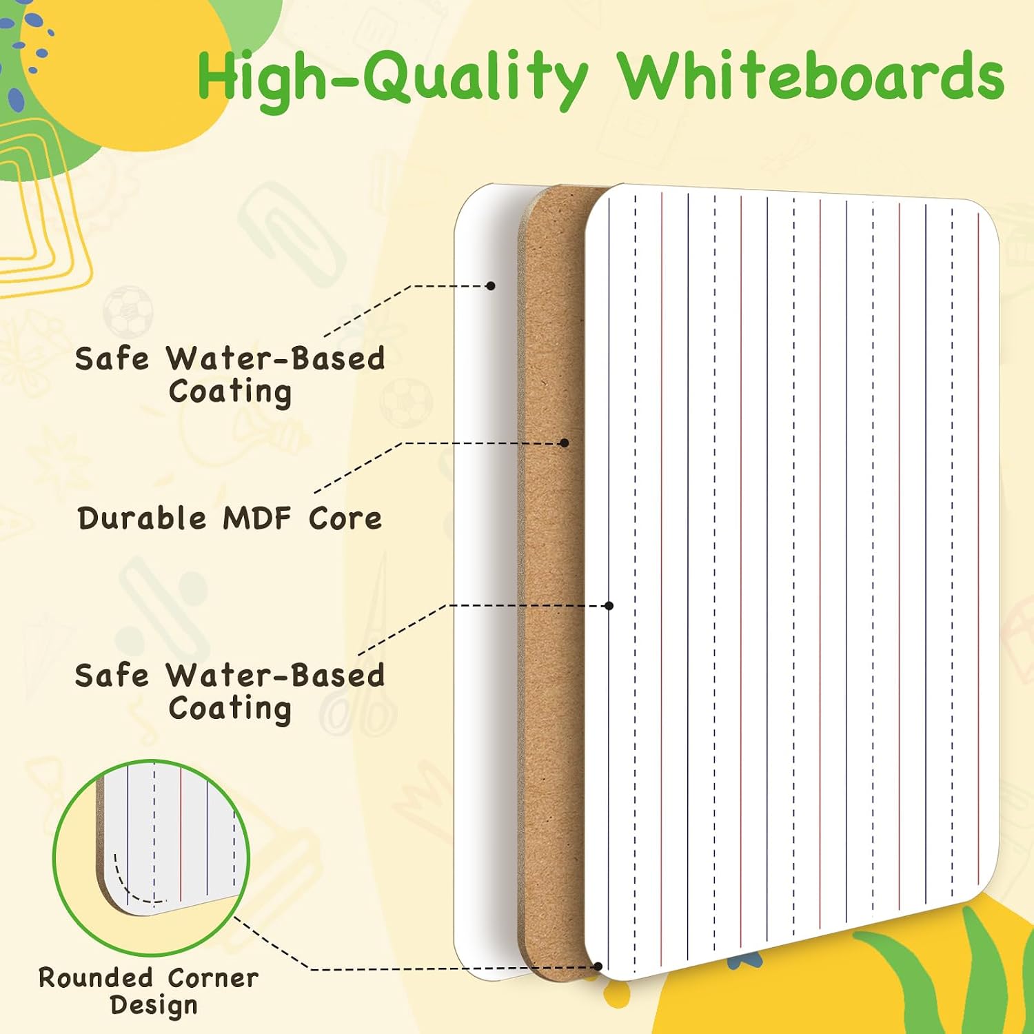 Detalle de Ohuhu DEB-01 Whiteboards, 30-Pack of Double-Sided 9 x 12 in Boards