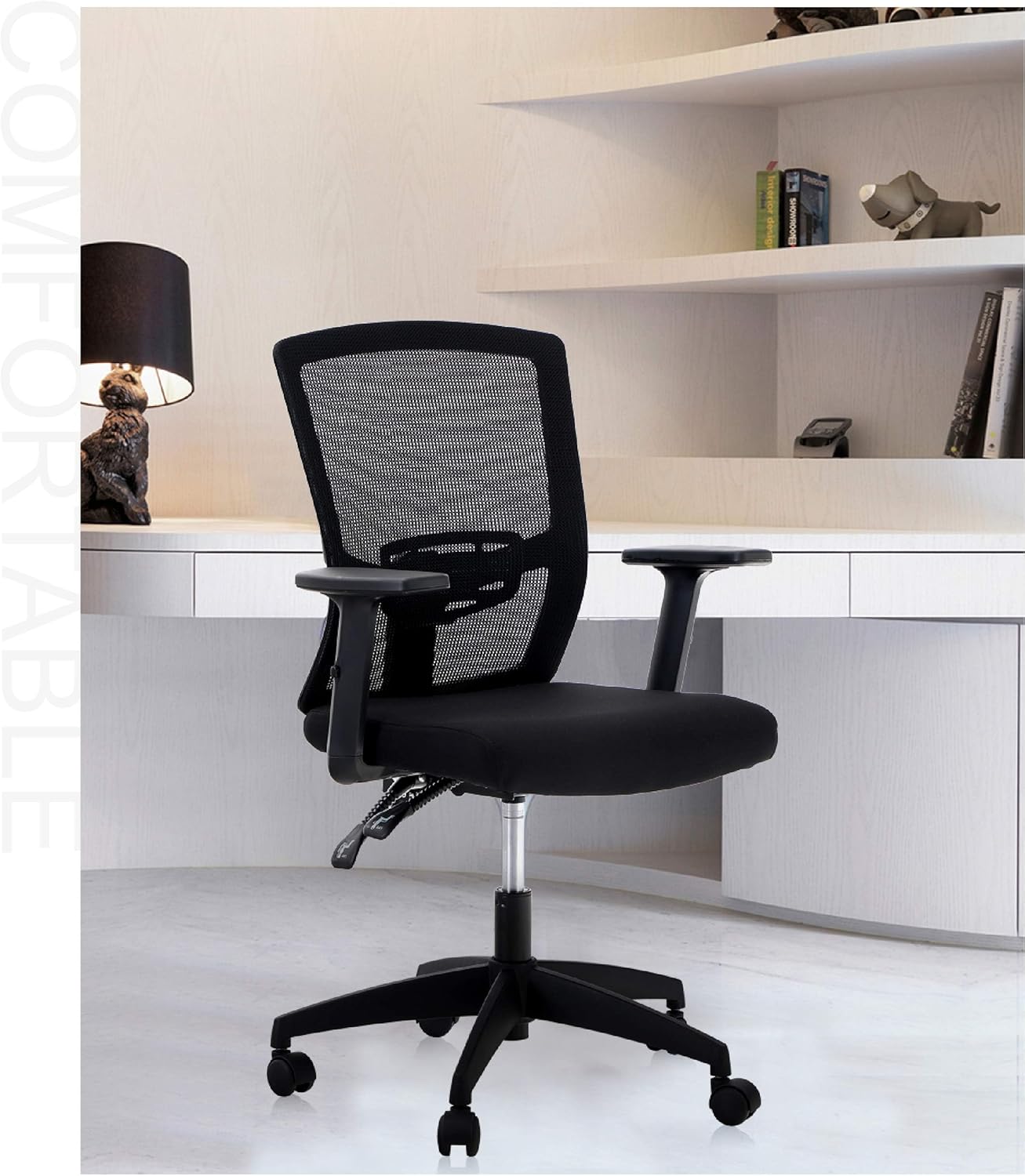 Detalle 2 de ALPHA HOME Silla de oficina ergonómica 🪑 - Soporte lumbar ajustable