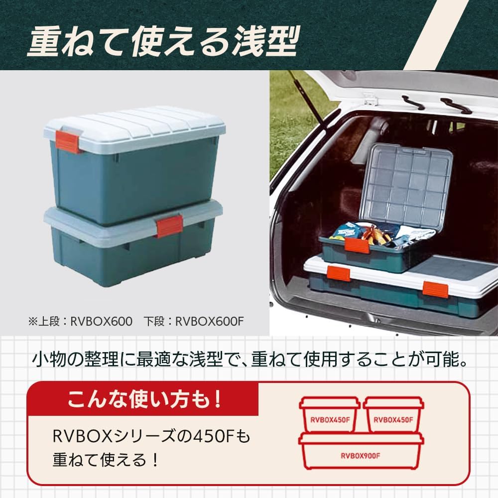 Detalle de アイリスオーヤマ RV900F 収納ボックス 31L 薄型・仕切り板付き チャコールグレー