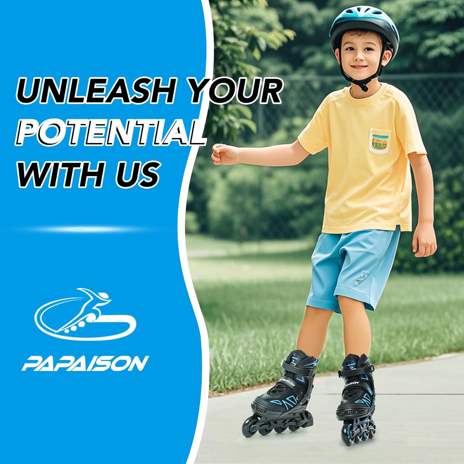 Thumbnail 1 de PAPAISON Boys Adjustable Inline Skates (Ages 5–8 / 8–12) for Beginner Riders