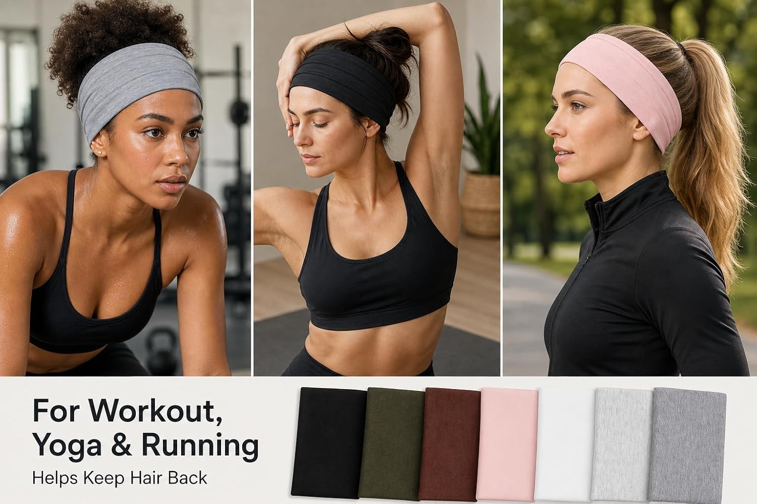 Thumbnail 4 de DiyJibb Wide Workout Headbands for Women, 7-Pack Cotton Blend