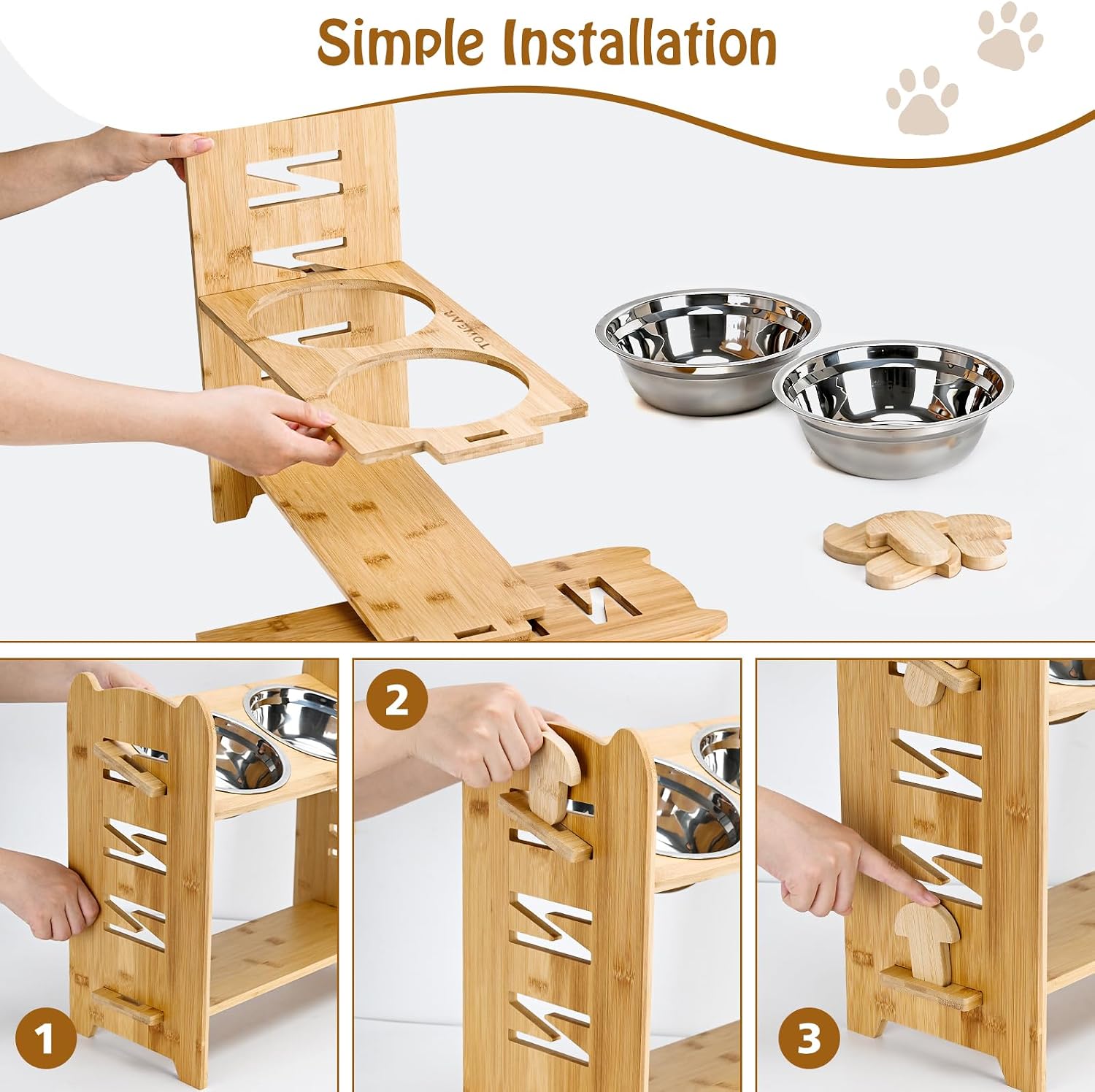 Detalle de Raised dog bowls, 9 level adjustable
