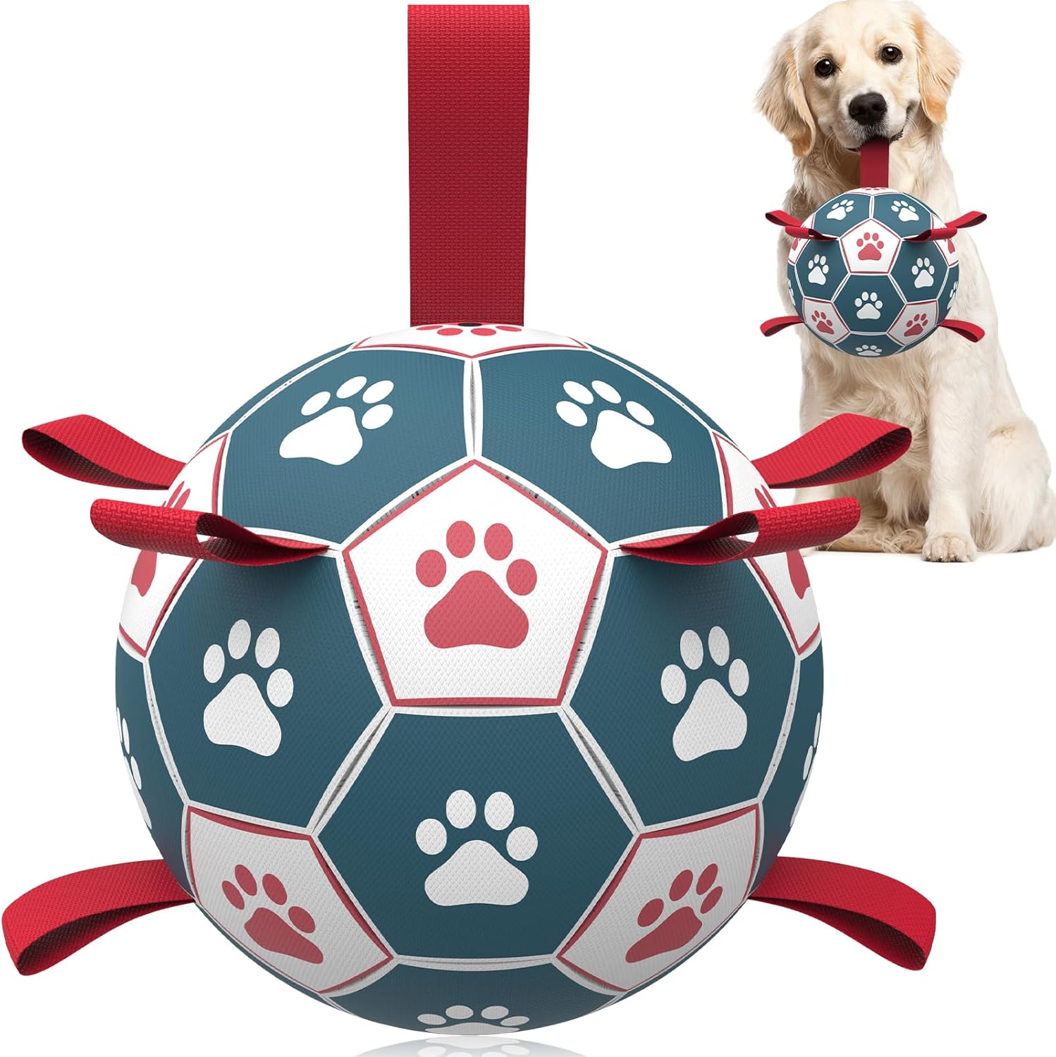 HETOO Dog Toys Extra Large Football with Straps (9 Inch) – Durable Interactive Tug & Fetch Toy for Large Dogs