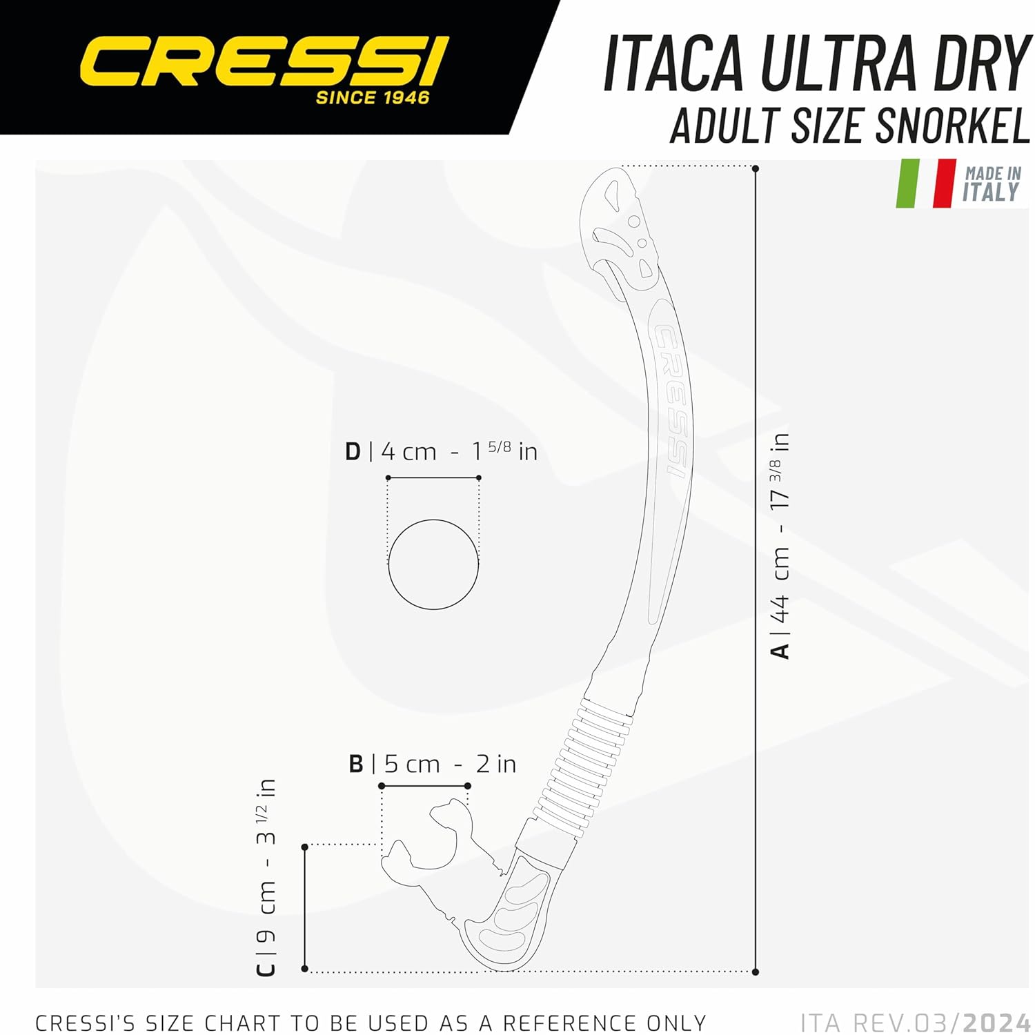 Detalle de Cressi Alpha Ultra Dry Snorkel Clear/Black/White – tuba dry ergonomique pour plongée et snorkeling