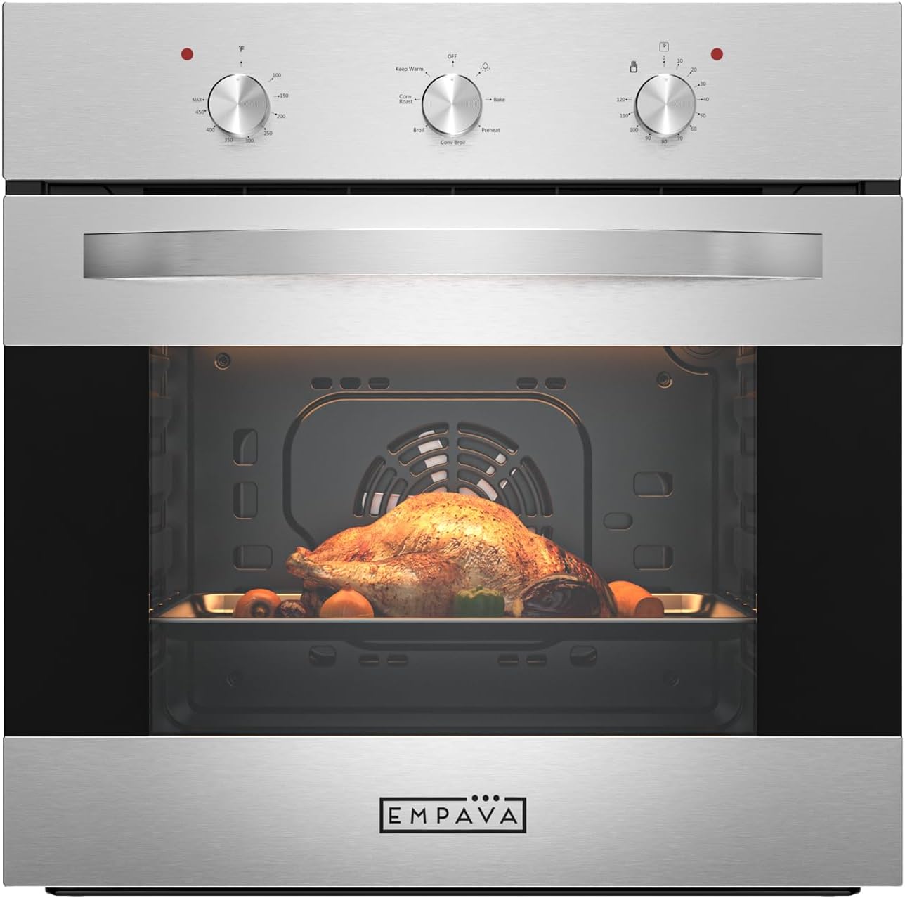Detalle de Empava 24-Inch 2.3 Cu. Ft. Electric Convection Wall Oven, Stainless Steel