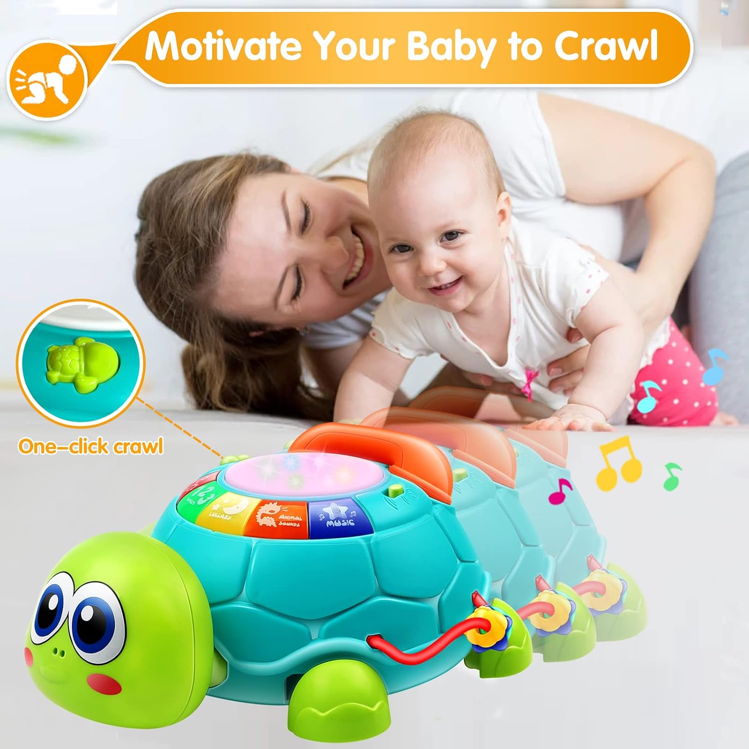 Thumbnail 1 de Baby Toys 6 to 12 Months Crawling Turtle Sensory Toy