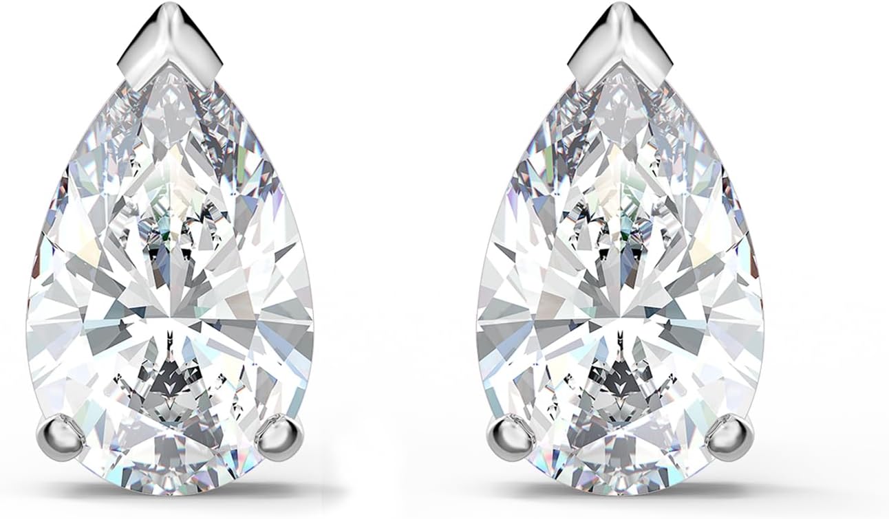 Detalle de Swarovski Stilla Attract Kollektion – Ohrstecker in zeitloser weißer Tropfen-Optik