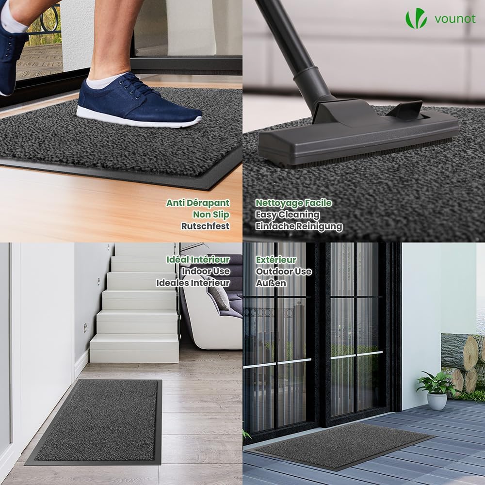 Detalle 2 de VOUNOT® 2 Pezzi Zerbino Ingresso Casa Grigio-Nero 40x60 cm – Antiscivolo e Assorbente