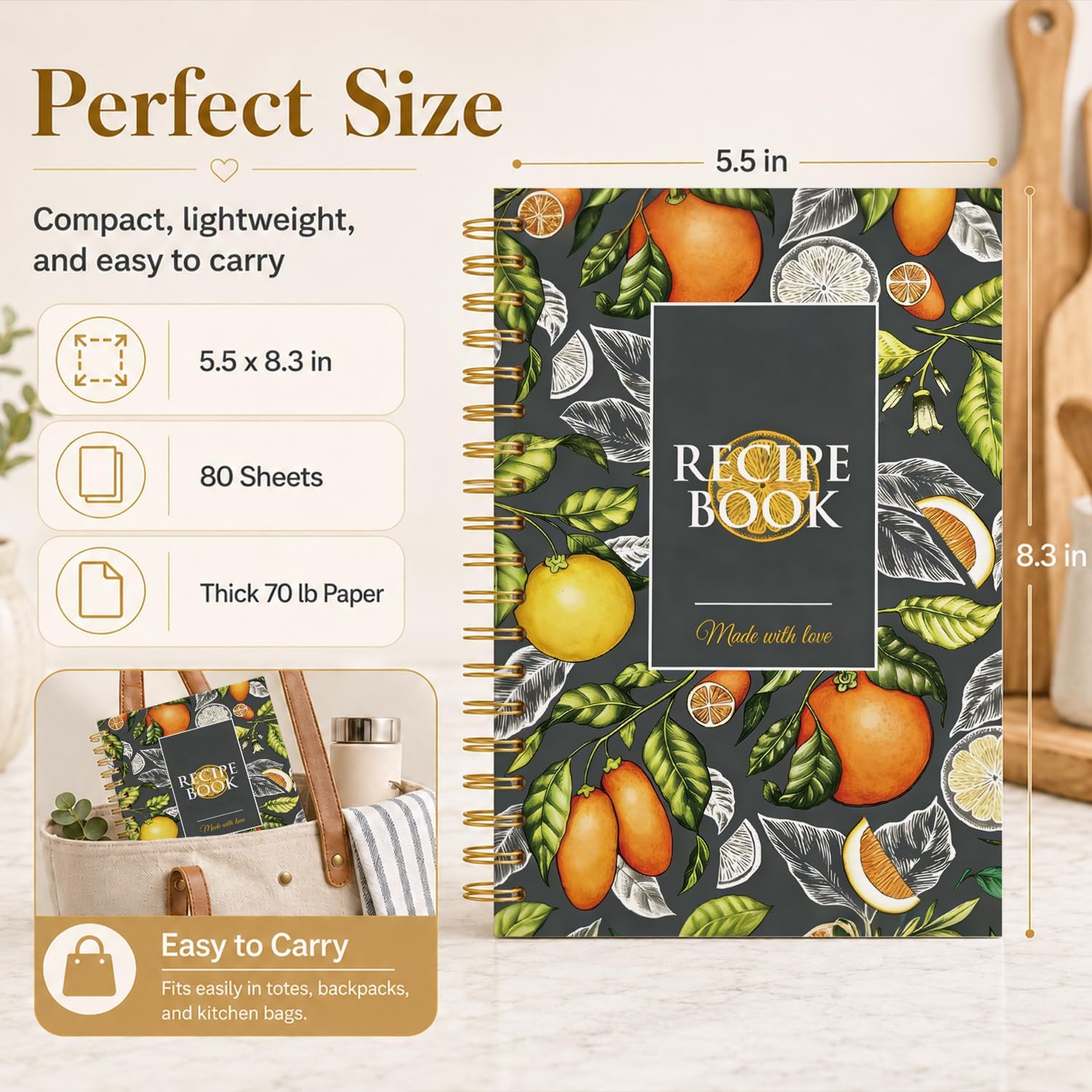 Detalle 2 de NaZaUK Recipe Notebook, 8.3 x 5.5-Inch