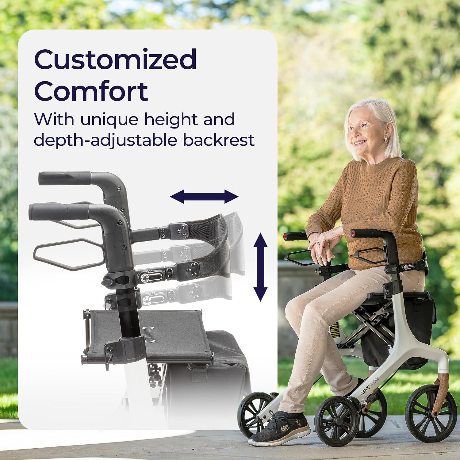 Detalle 1 de Drive Medical AeroWalk 10277WT Folding Rollator with Seat, 14.5 lb, White