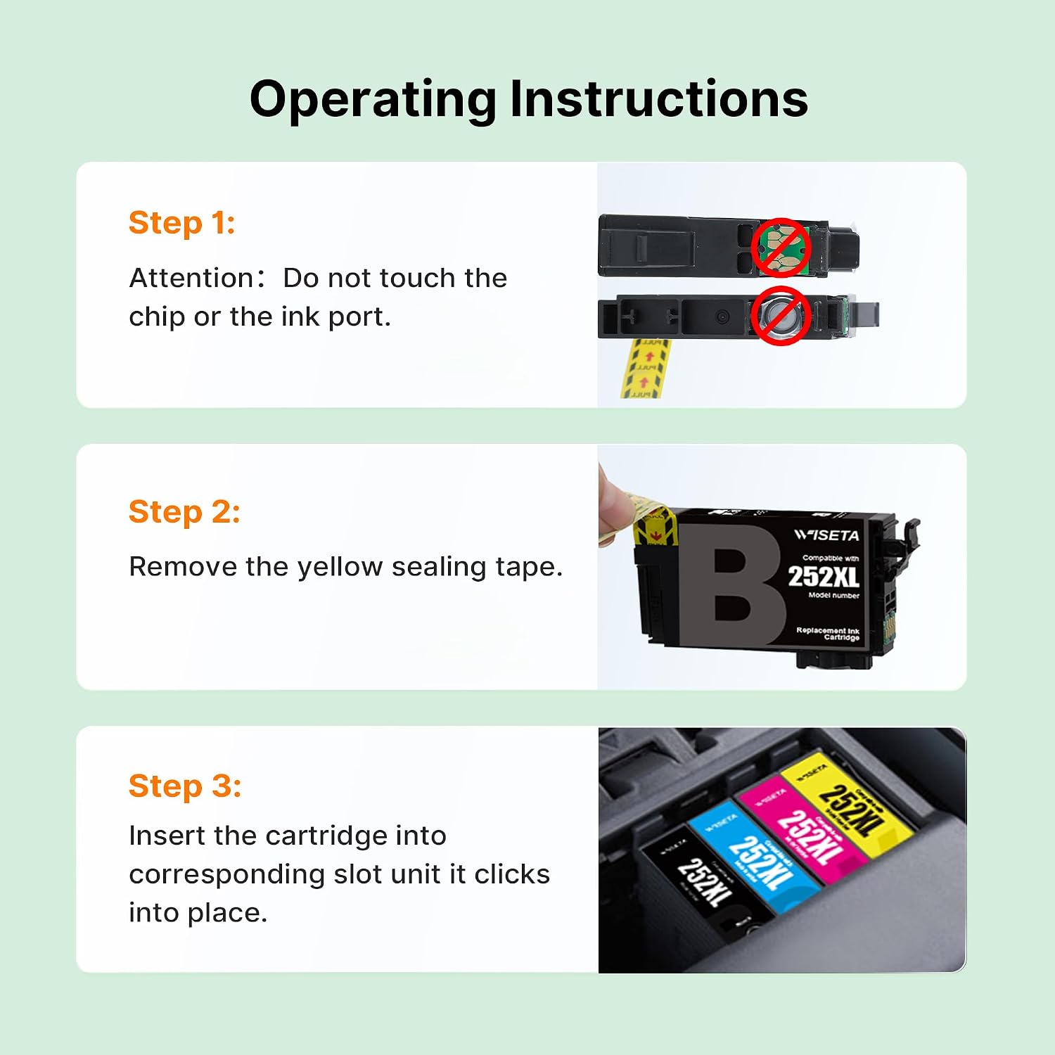 Detalle 2 de WISETA 252 XL Ink Cartridges, 4-Pack with High-Yield Black and Colour