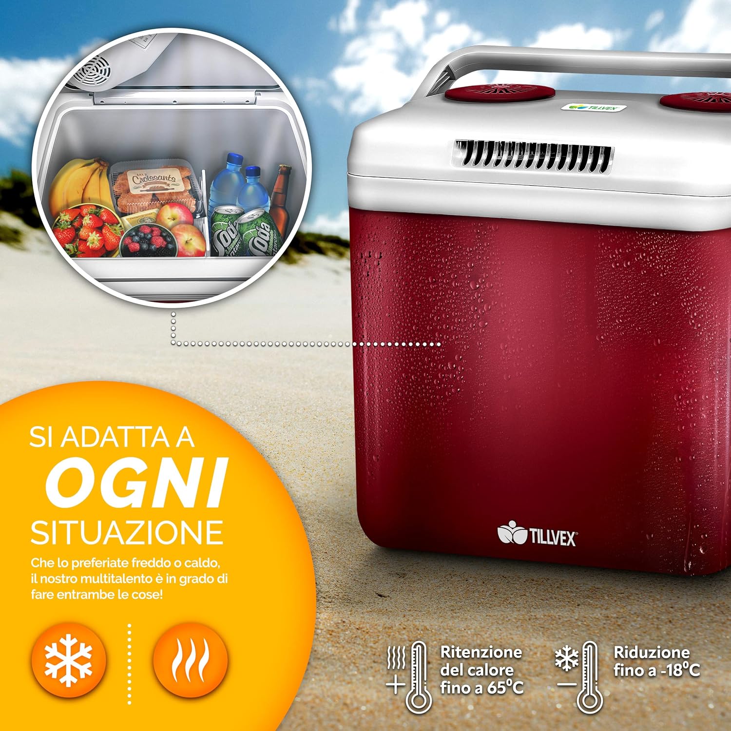 Thumbnail 1 de tillvex Frigorifero elettrico portatile 32L con 12V/230V, rinfresca e riscalda (modalità ECO)