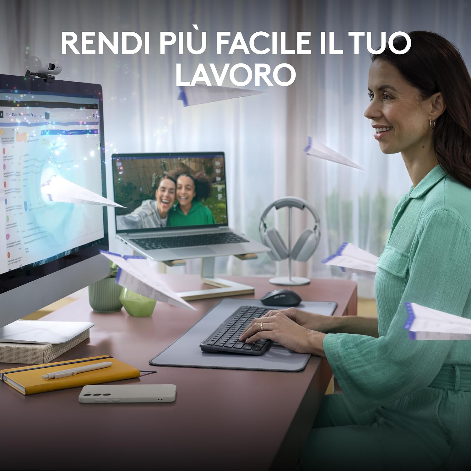 Detalle 2 de Logitech Signature Slim K950: tastiera wireless con layout italiano, grafite
