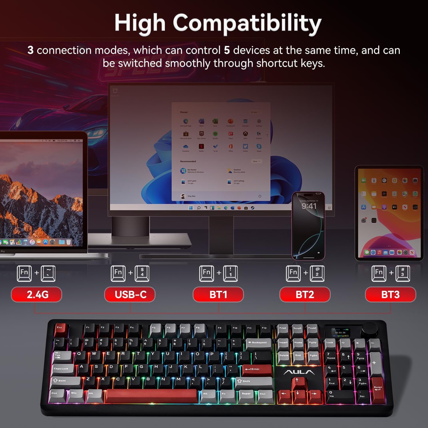 Thumbnail 2 de AULA F106 PRO Mechanical Keyboard with Knob