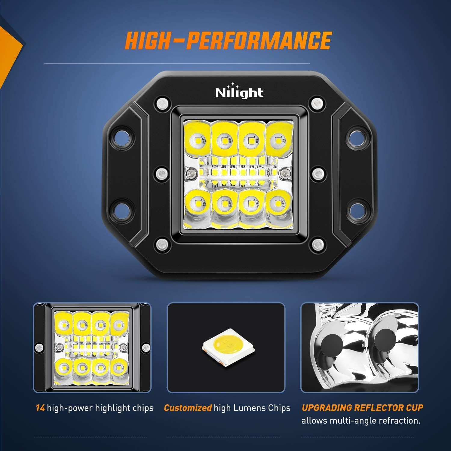 Thumbnail 2 de Nilight 42W LED pods for spot and flood