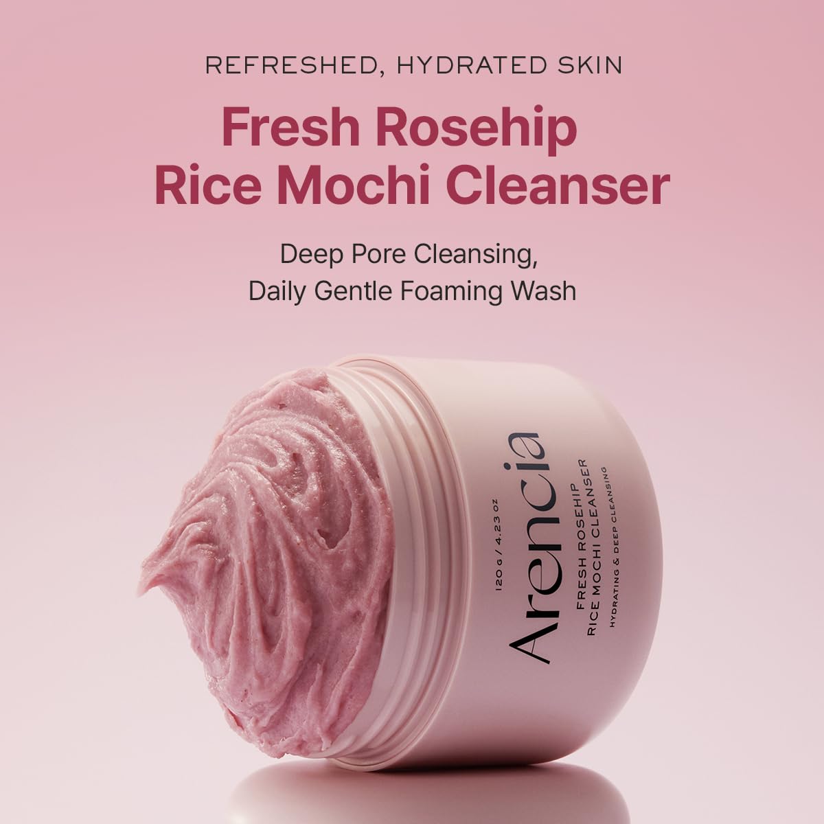 Detalle 2 de ARENCIA Rosehip Brightening Rice Mochi Face Cleanser & Daily Scrub (4.23oz) — Moisturizing exfoliating daily wash