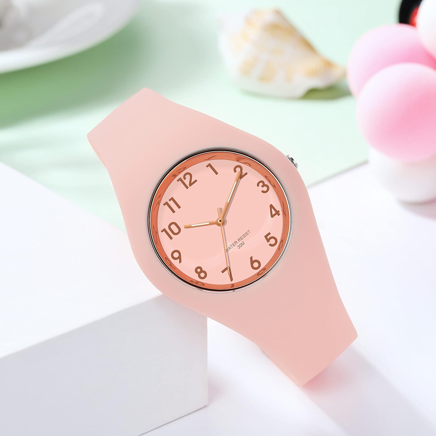 Detalle 2 de findtime Damen Armbanduhr Jelly – Quarz, Silikonarmband, 42 mm, 3ATM, buntes Süßigkeiten-Design