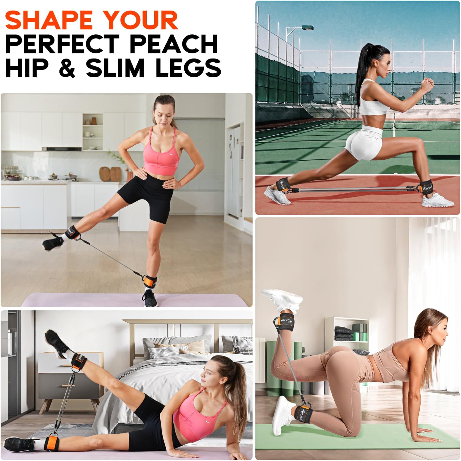 Thumbnail 6 de HPYGN ankle resistance band set Ankle Bands with Cuffs, 3 Resistance Levels
