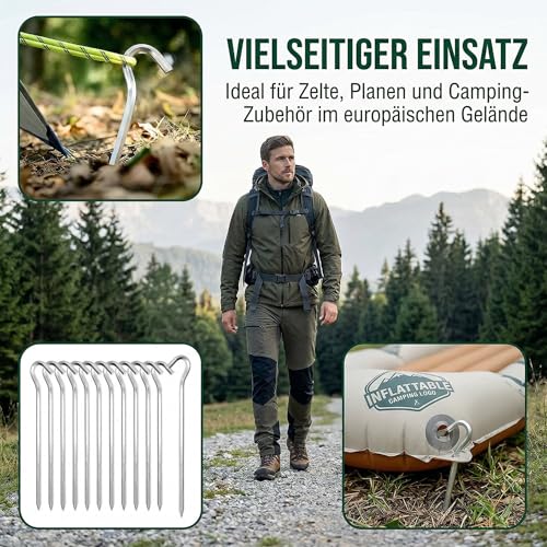 Detalle 2 de DN DENNOV Zeltheringe Heavy-Duty Aluminium, 18 cm – 14er Packung (Silber)
