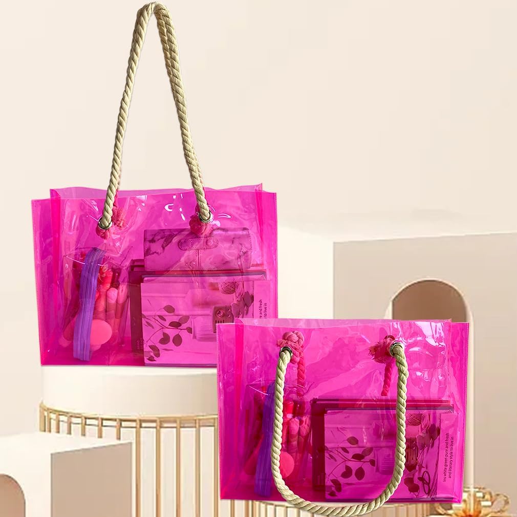 Thumbnail 3 de TotePrint transparente Strandtasche mit geflochtenen Griffen – wasserdichte Schulter-Tote Bag