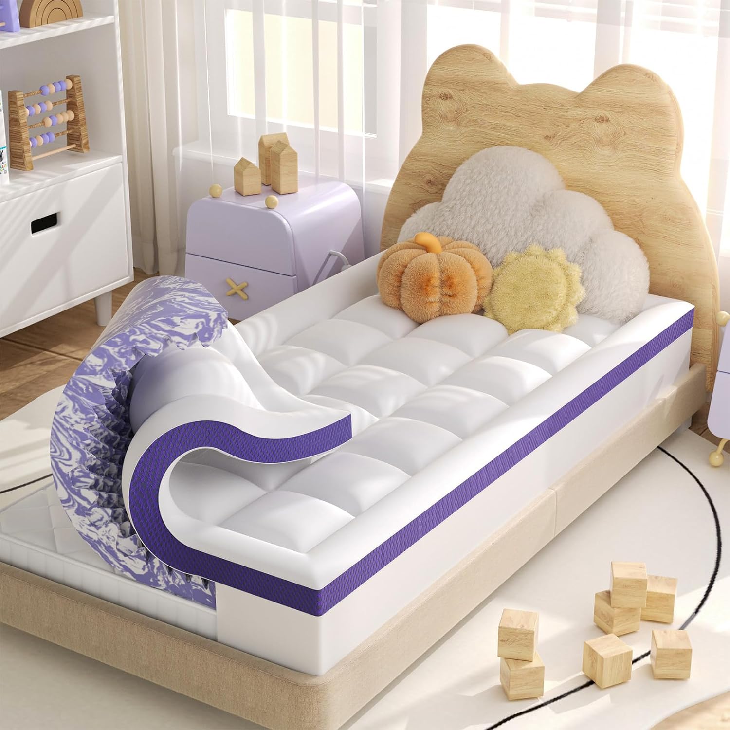 Detalle de ChiXpace Dual Layer 4-Inch Twin Mattress Topper, Gel Foam, 7-Zone Design