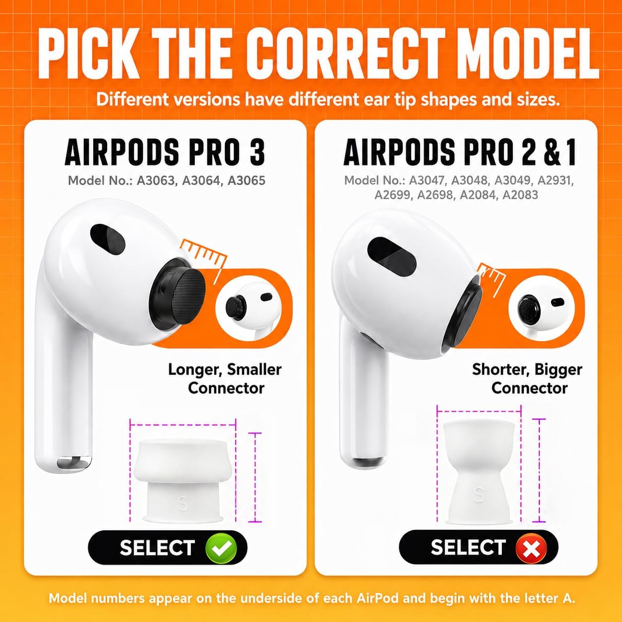 Detalle 2 de Inesore Replacement Ear Tips for AirPods Pro 3