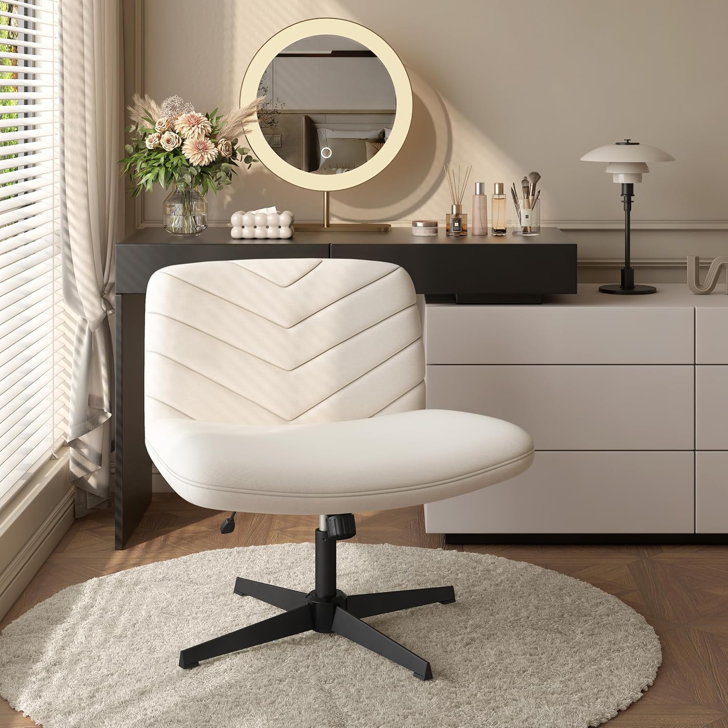 Detalle 2 de Yaheetech Sedia Ufficio Girevole Beige