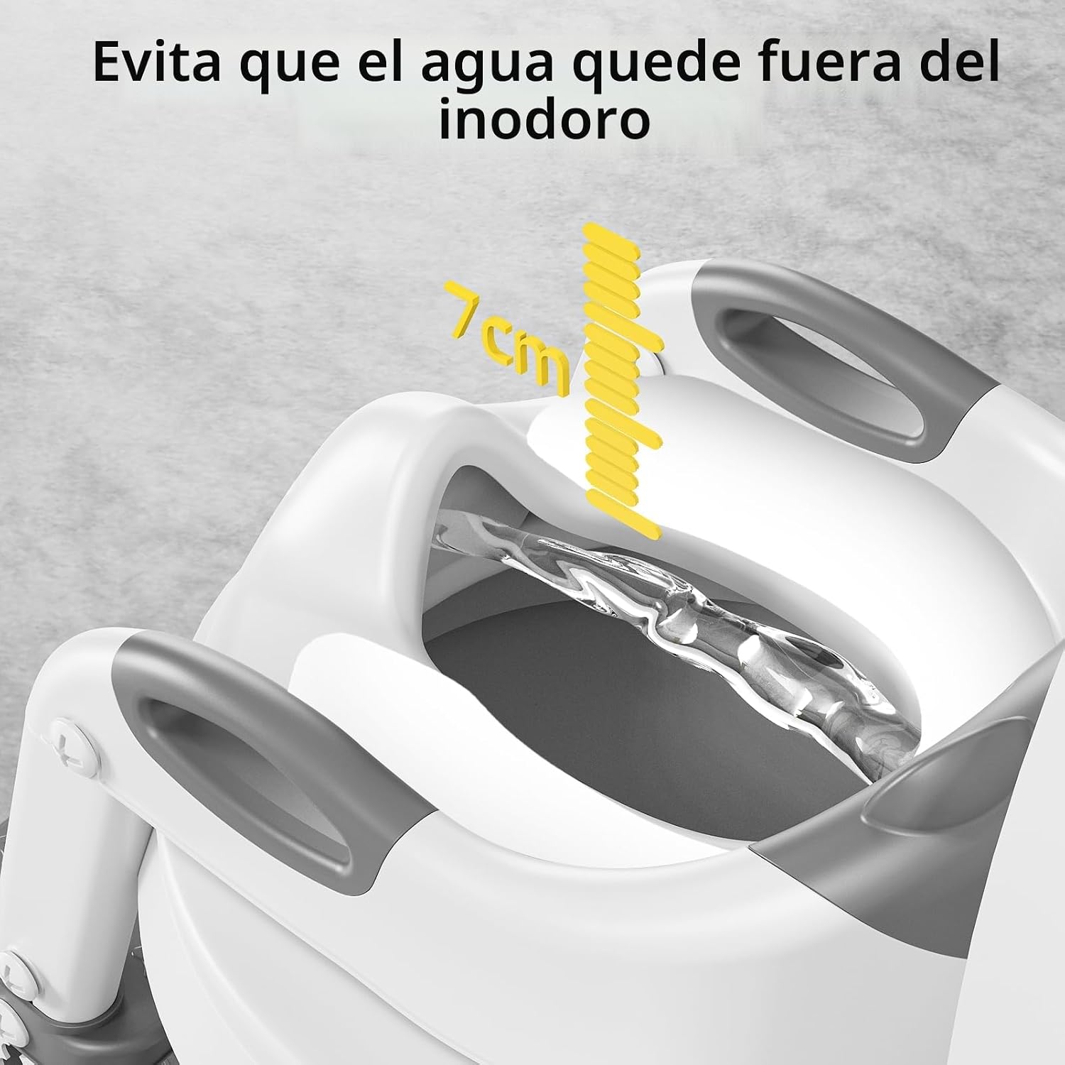 Detalle de KYYOKE Adaptador de baño para niños plegable 2 en 1 con escalera y cojín antideslizante