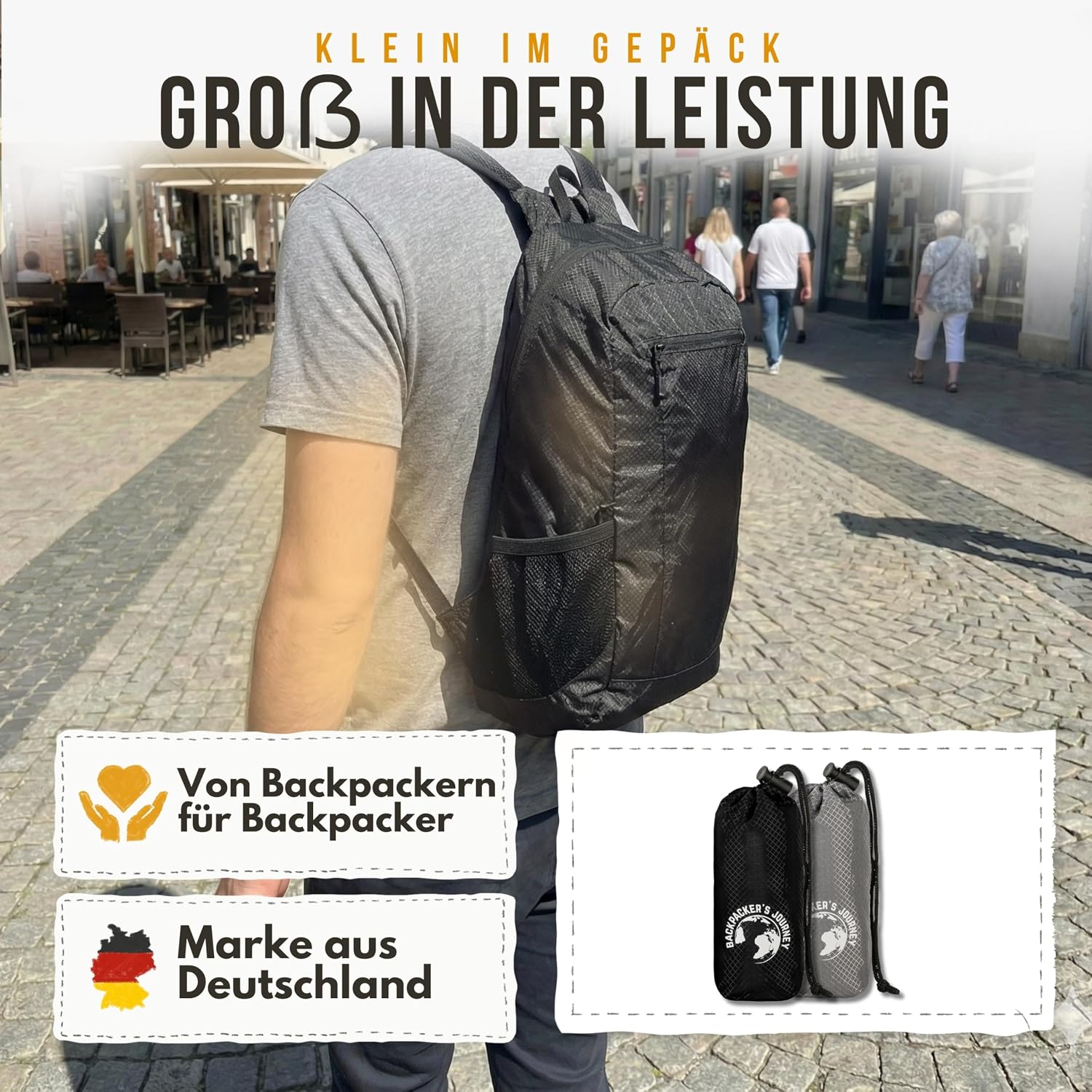 Thumbnail 6 de Backpacker’s Journey faltbarer Ultraleicht-Rucksack (nur 90 g) – leichter Faltrucksack für Tagesausflüge & Reisen