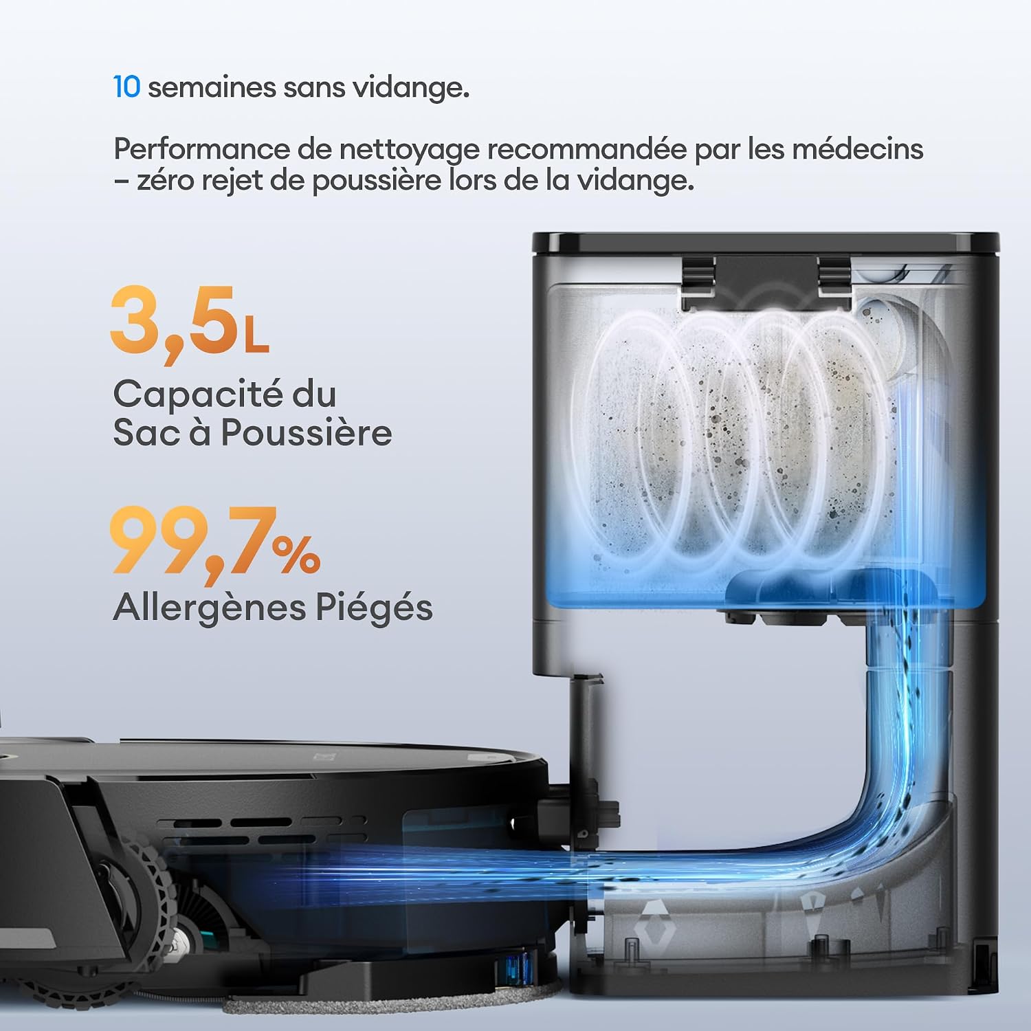 Detalle 2 de Ultenic T20 Pro+ Aspirateur Robot 10 000 Pa
