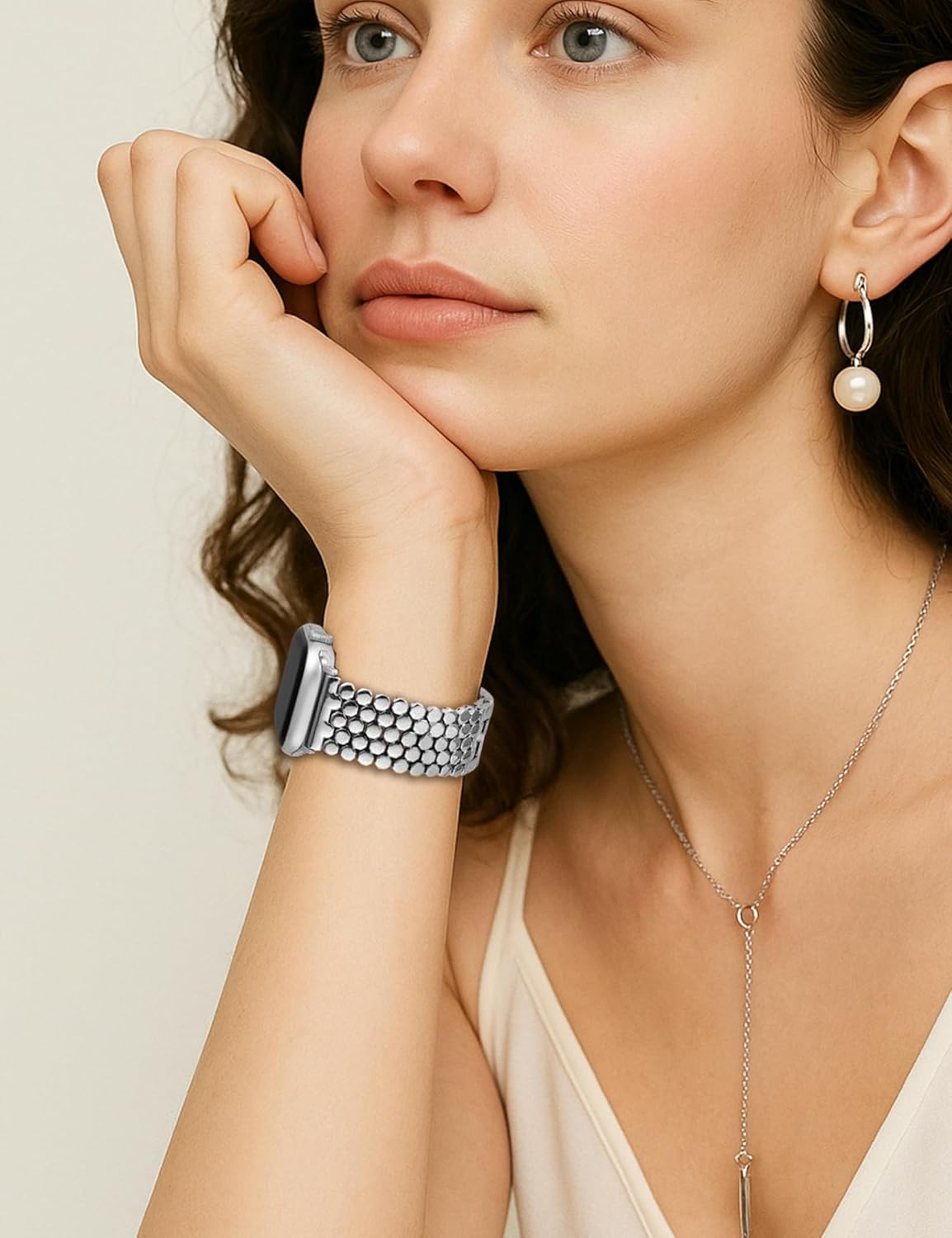 Thumbnail 6 de JJii Sung honeycomb metal watch band 15.5 cm