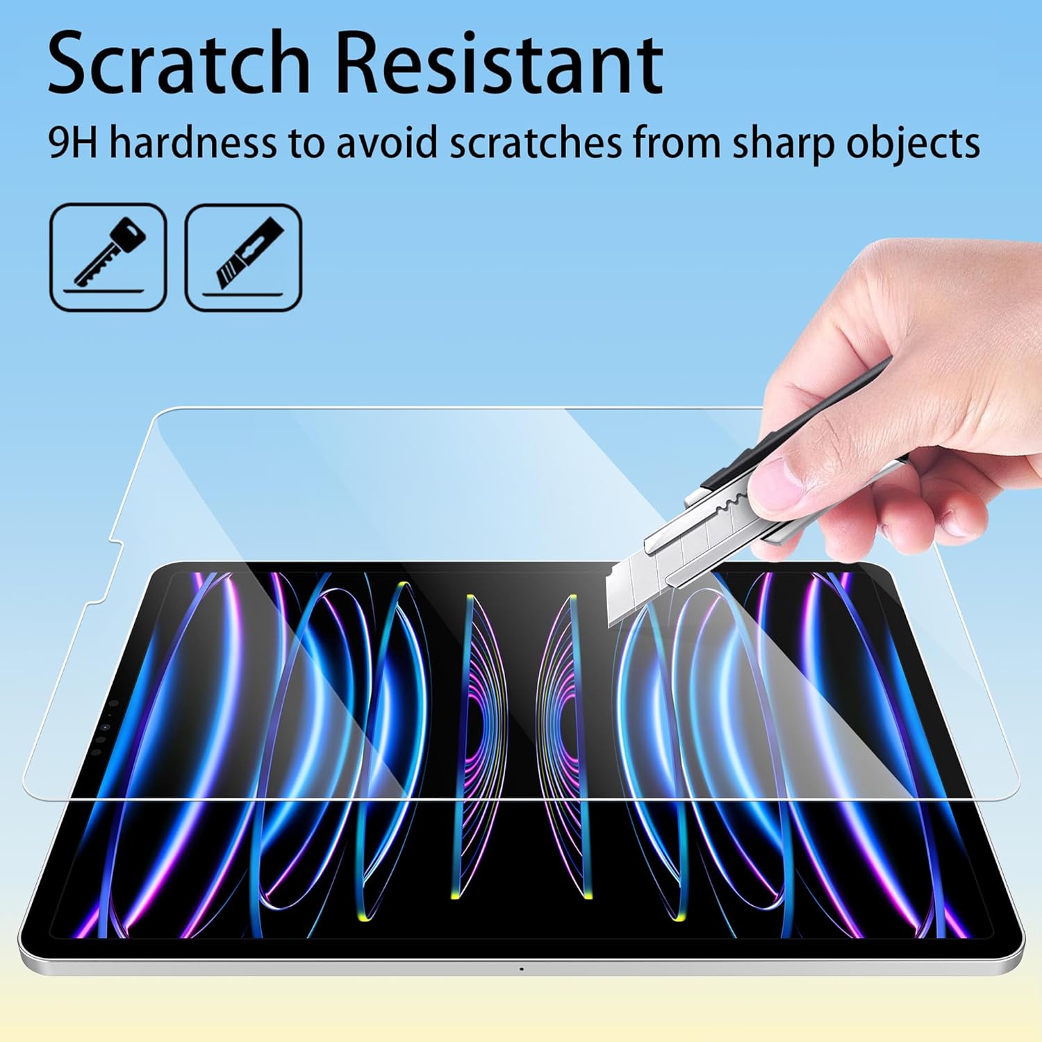 Thumbnail 4 de 4youquality 2-Pack Tempered Glass Screen Protectors for iPad Pro 12.9-inch (2022–2018) – Face ID Compatible, 9H