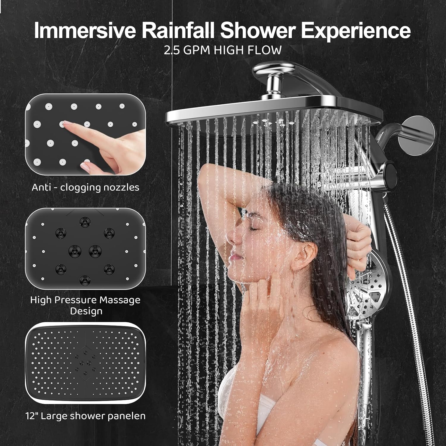 Detalle 2 de Rain Shower Head Combo 12-Inch