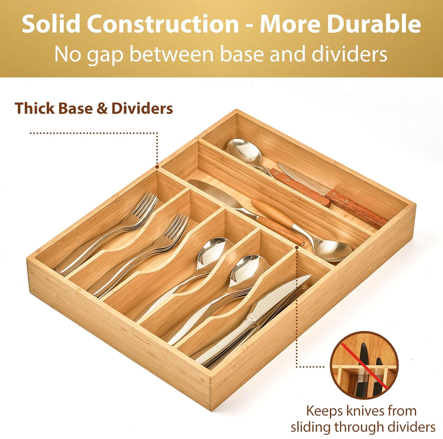Thumbnail 3 de Umilife Bamboo Drawer Organizer, 7-Slot ⚙