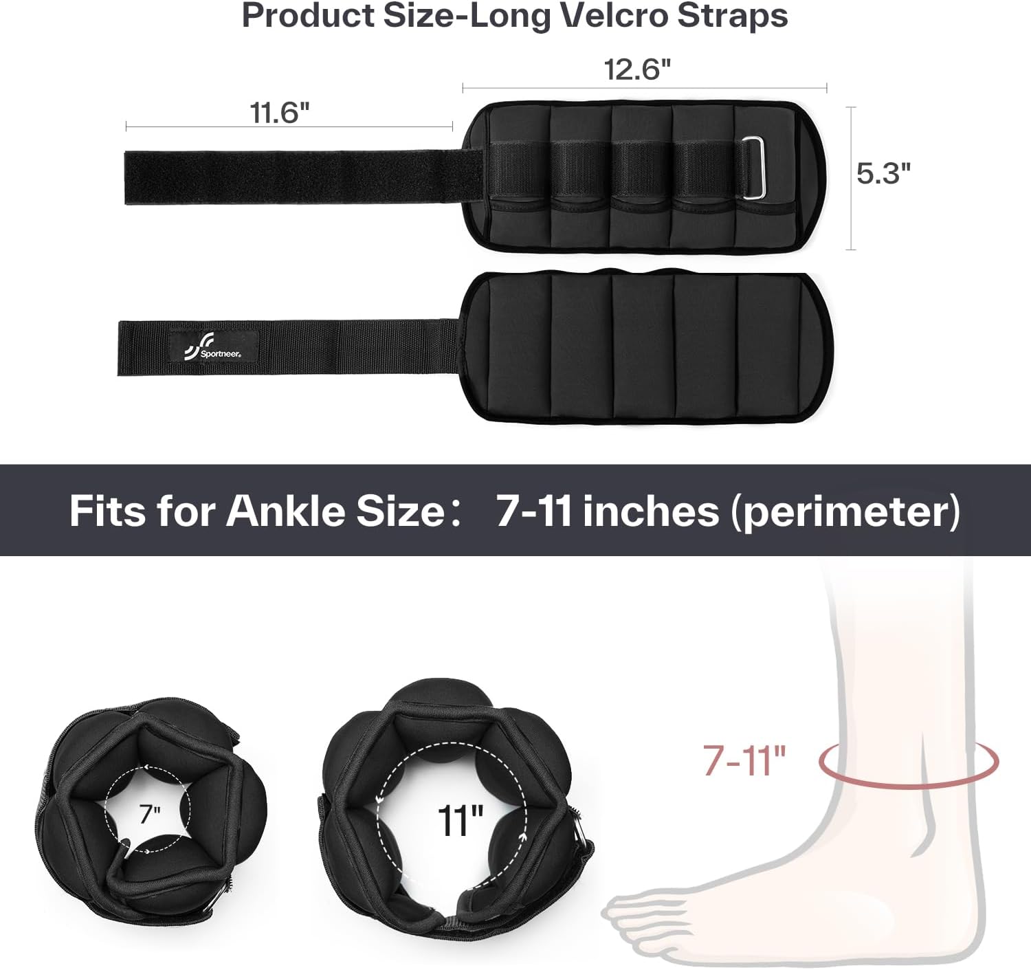 Detalle 1 de Sportneer Adjustable Ankle Weights 2-7 lb per Pair