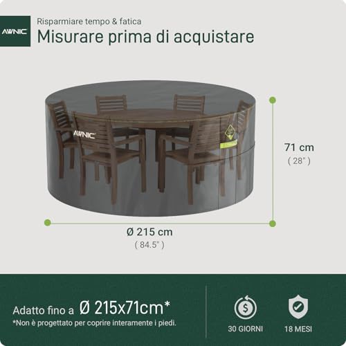 Thumbnail 5 de AWNIC Funda para Mesa de Jardín Ø215cm ☀️ Impermeable y Resistente