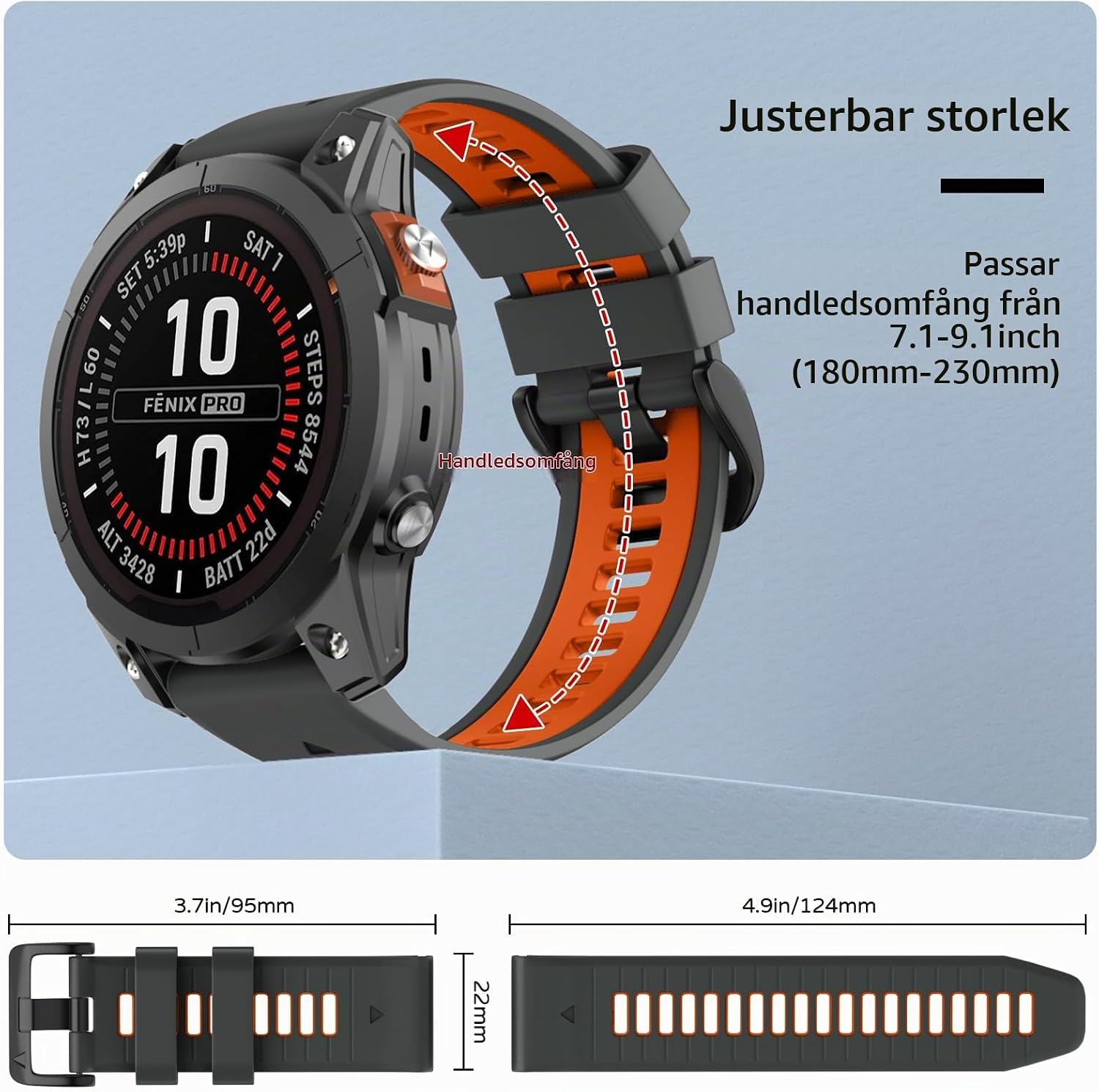 Detalle de U-LIMVE 22 mm silikonarmband QuickFit för Garmin Fenix 8 47 mm