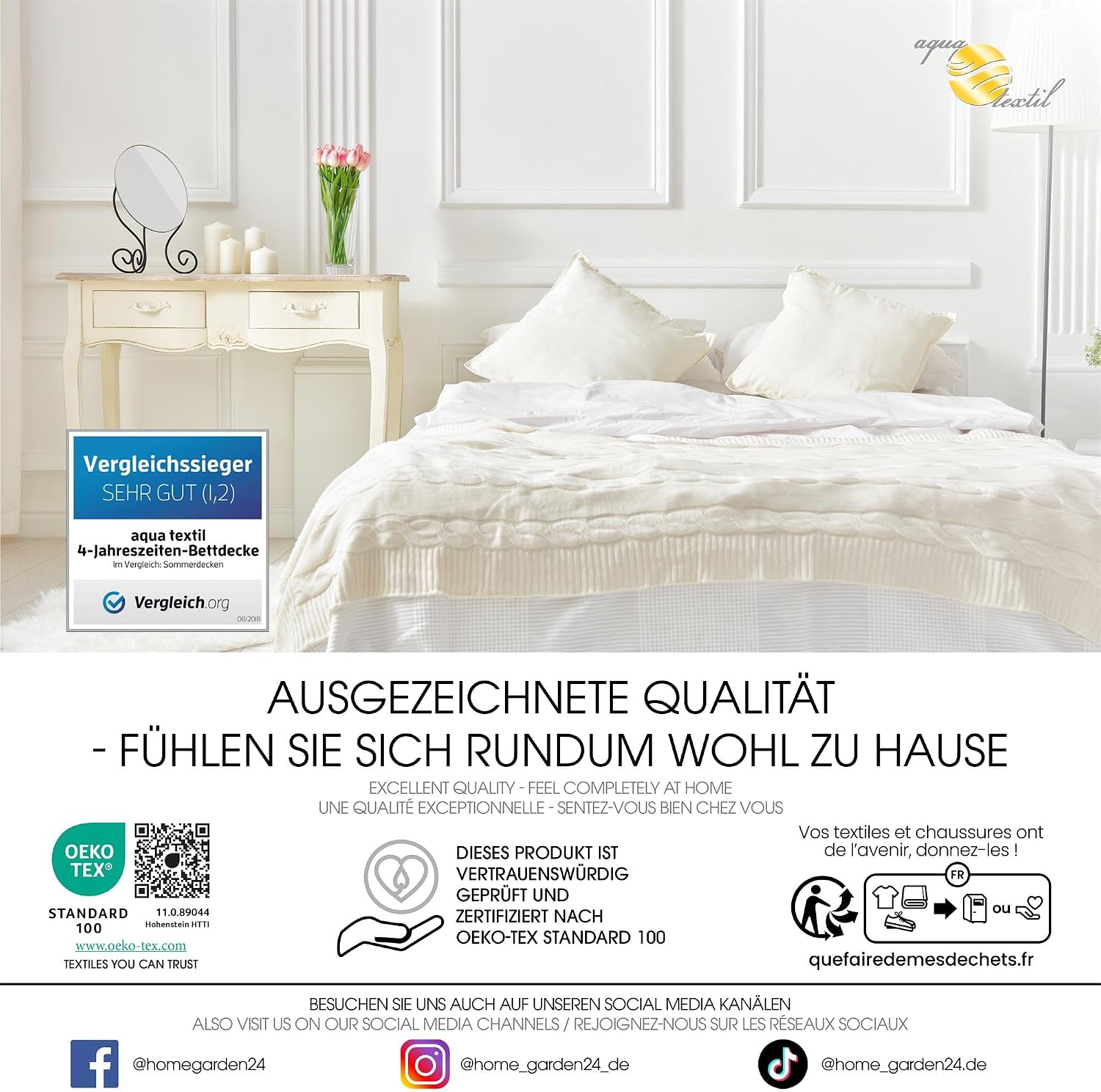 Detalle 2 de aqua-textil kołdra na 4 pory roku 200 × 220 cm, z mikrofibry, łączona na napy
