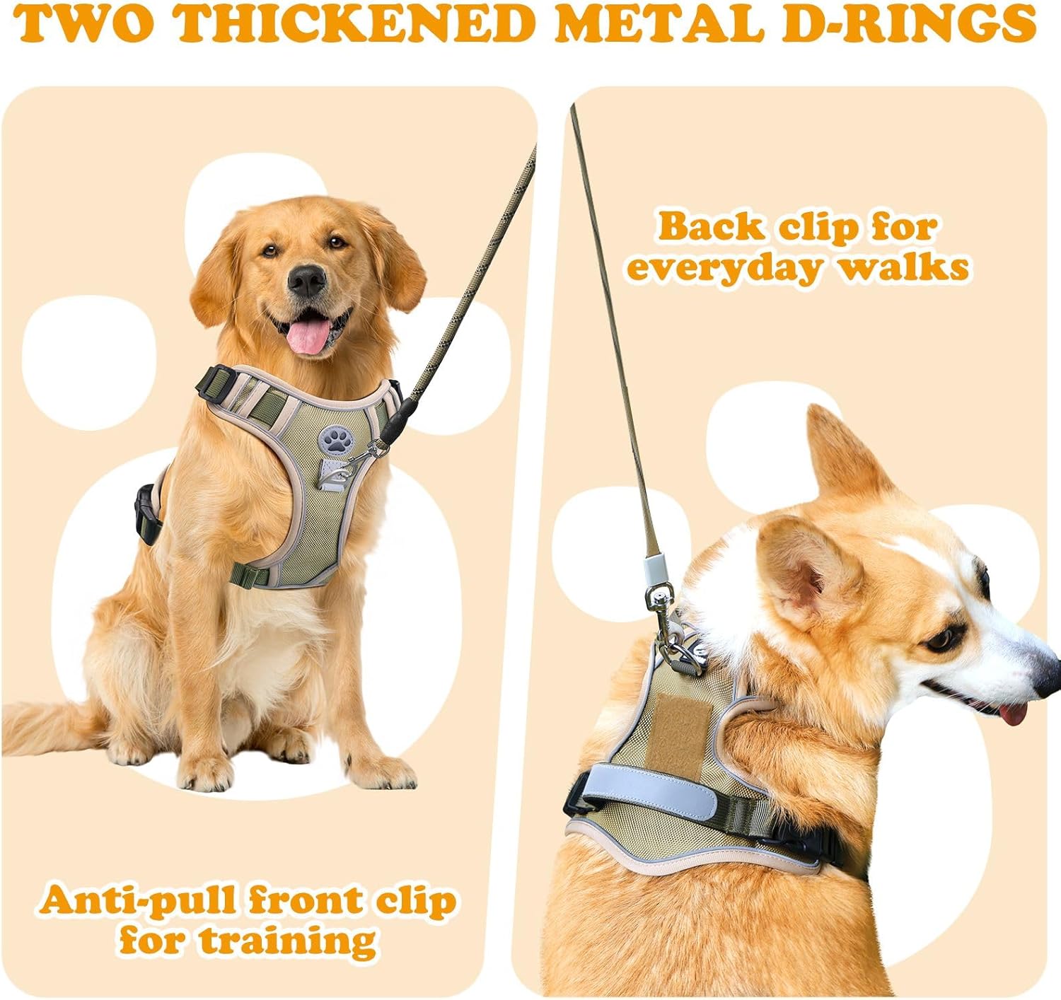 Detalle de No Pull Dog Harness UK – Adjustable Soft Padded Vest with 2 Safety Locks (Green, S)