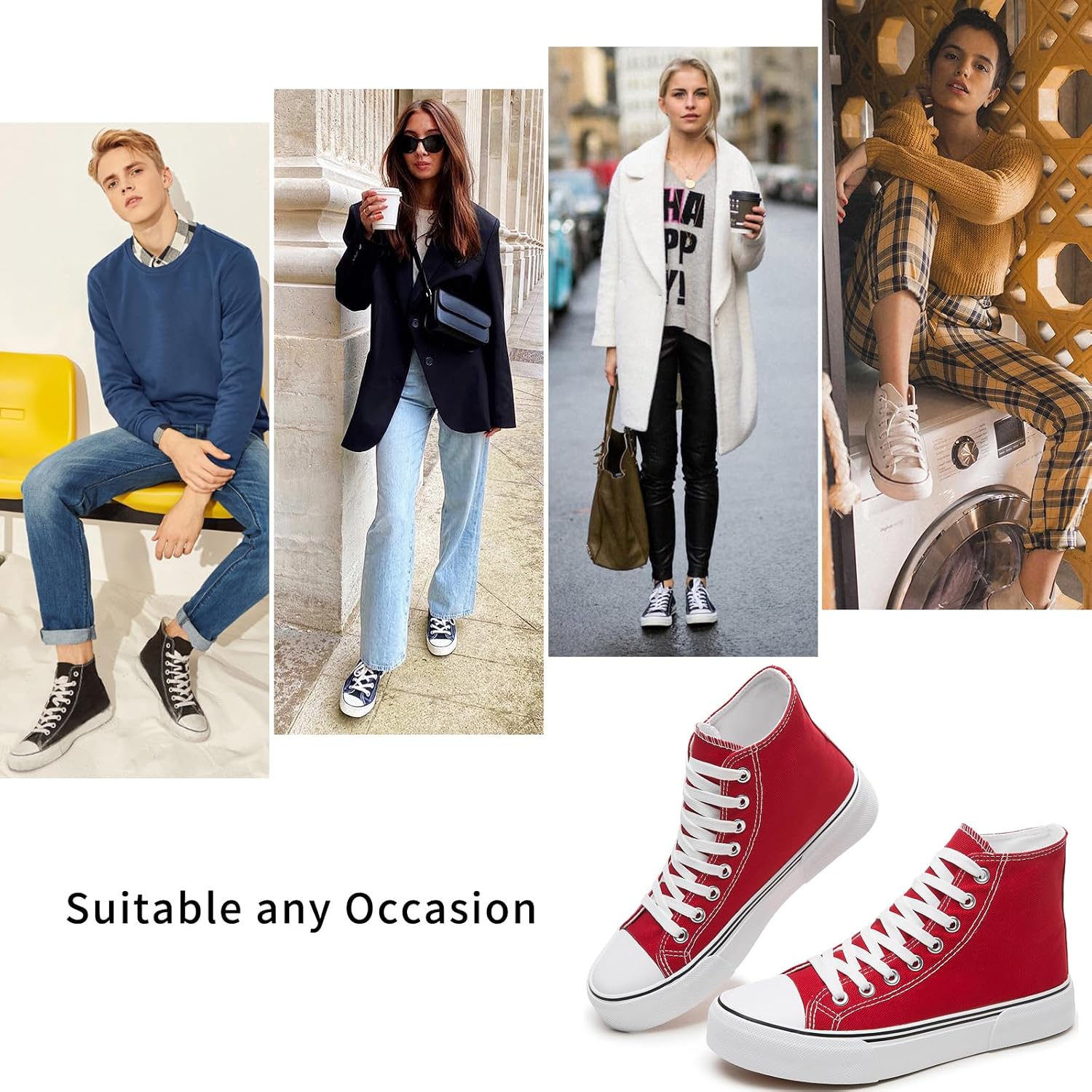 Detalle 2 de hash bubbie High Top Canvas Sneakers with Lace-Up Fit and Rubber Sole