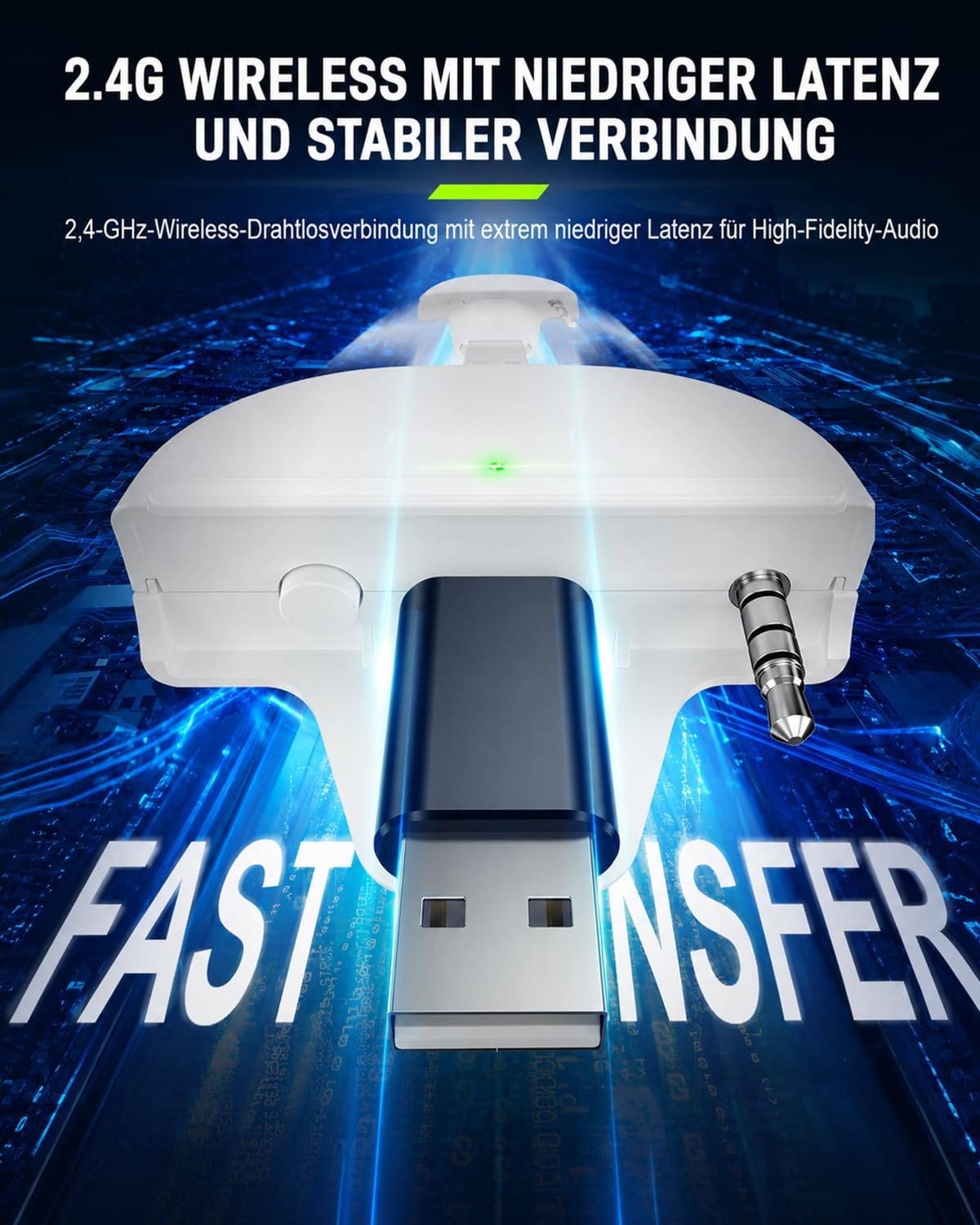 Detalle de Fachixy Gaming Headset Wireless für Xbox Series X|S|One, PC, PS5, PS4, Switch – 2,4 GHz, Bluetooth 5.4, Faltbar, RGB, 60 Stunden Akkulaufzeit