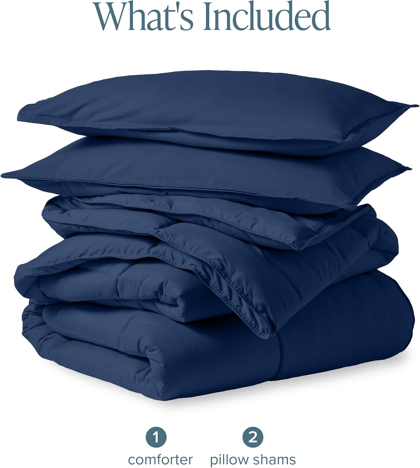 Thumbnail 6 de Bare Home Comforter Set – Queen Size (Dark Blue): Ultra-Soft, Goose Down Alternative