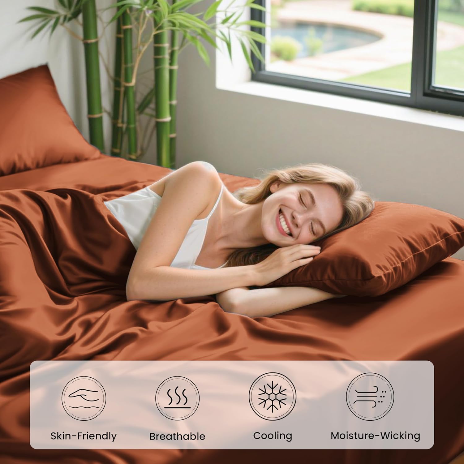 Thumbnail 4 de Love's cabin King 4-Piece Bamboo Rayon Sheets: Silky, Breathable Luxury with Deep 16-Inch Pockets