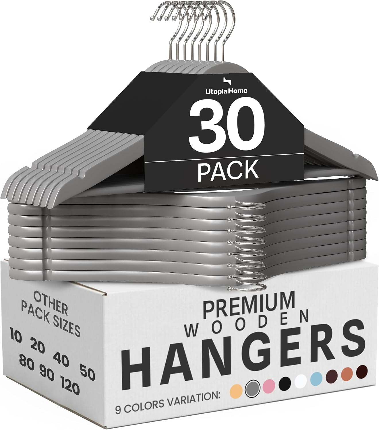 Thumbnail 6 de Utopia Home wooden hangers, 30-pack