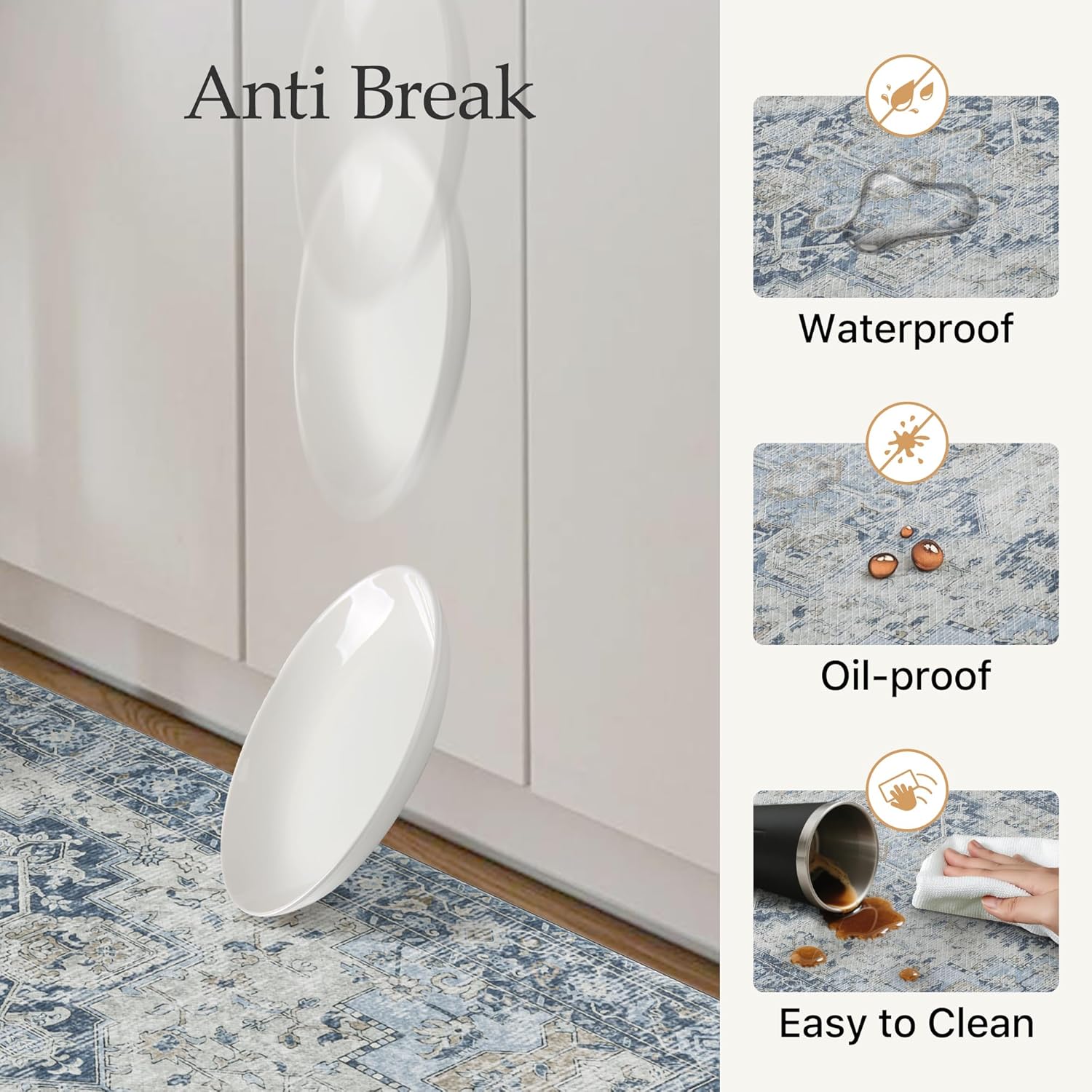 Thumbnail 4 de GENIMO Kitchen Mats for Floor 2PCs: Waterproof, Anti-Fatigue PVC Runner Set